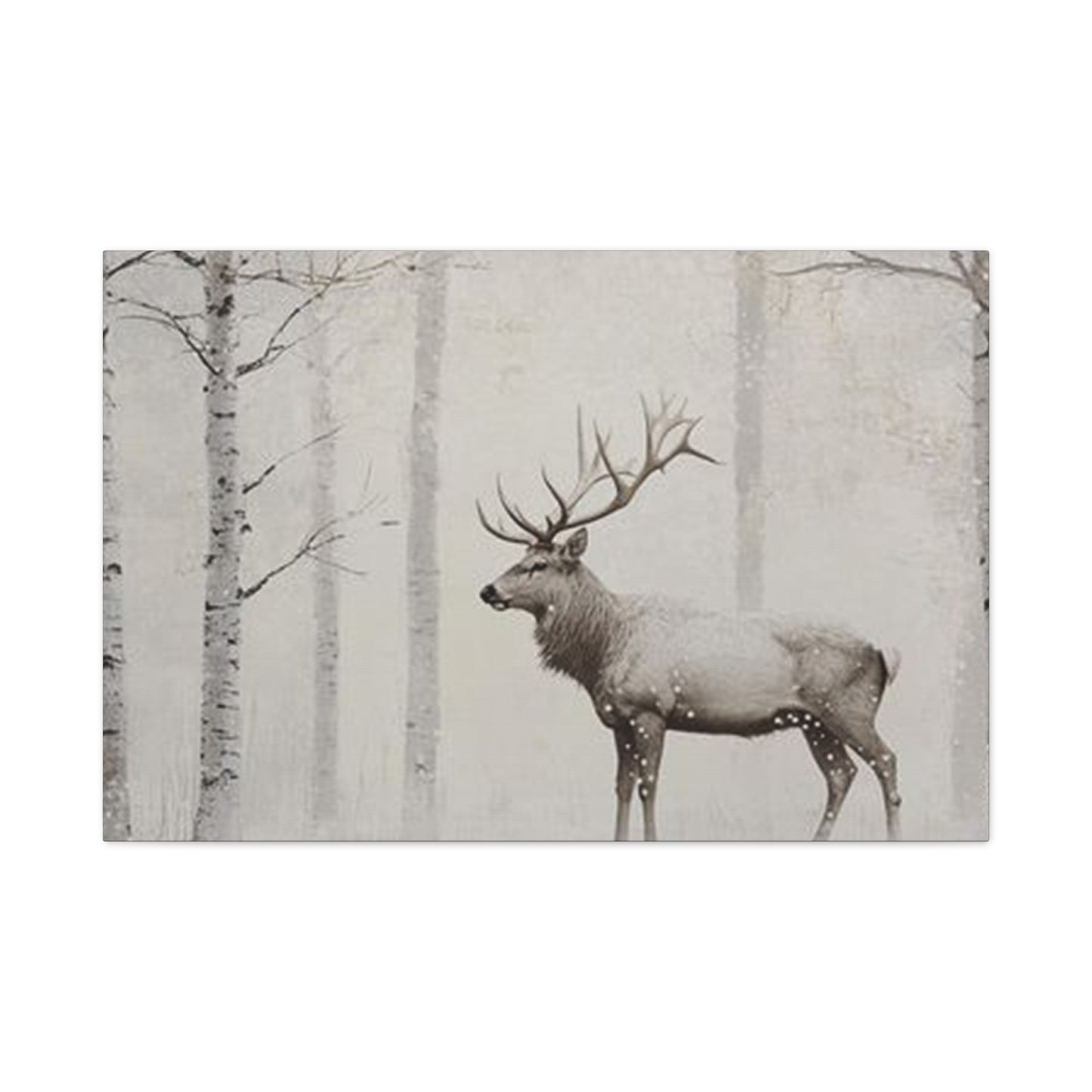Deer In Snow Painting Wall Art & Canvas Prints
