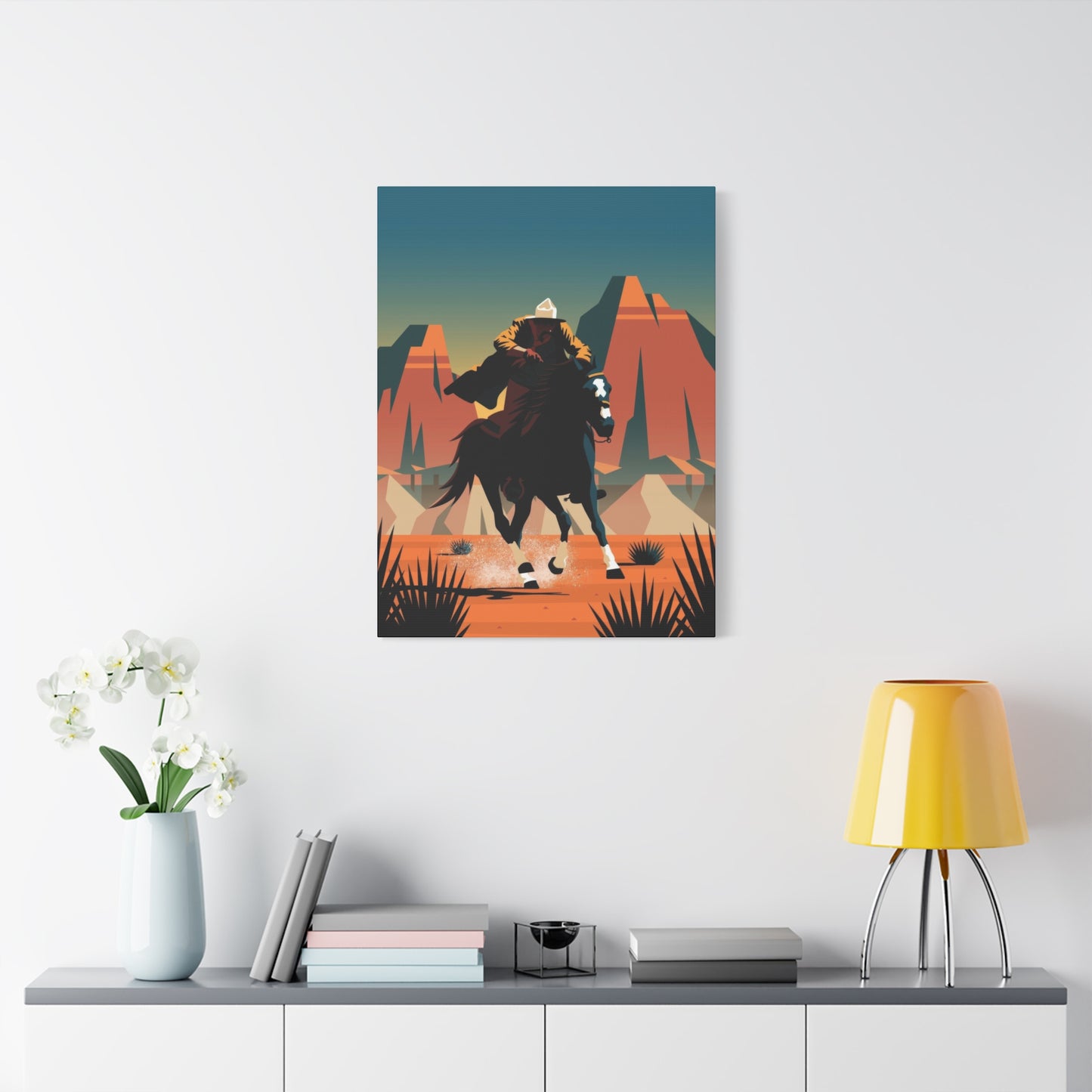 Cowboy On Galloping Horse Wall Art & Canvas Prints