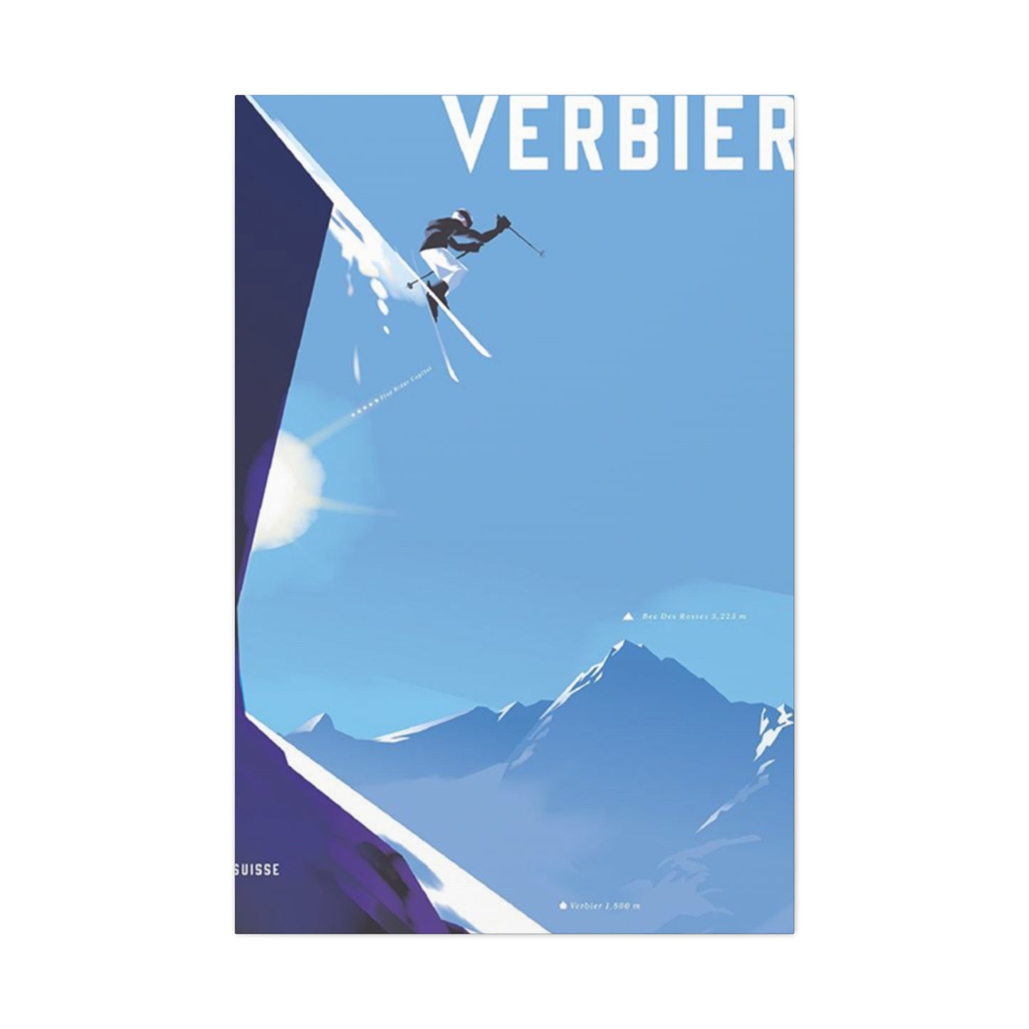 Skiing At The Cliff Wall Art & Canvas Prints