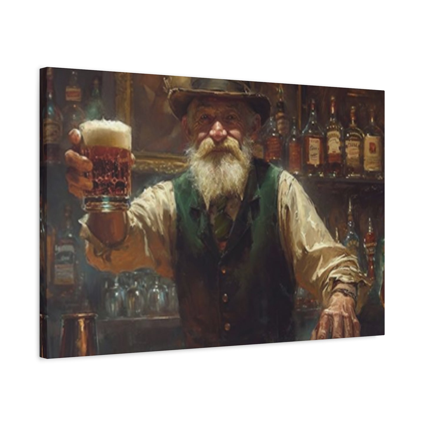 Old Man At Bar Painting Wall Art & Canvas Prints