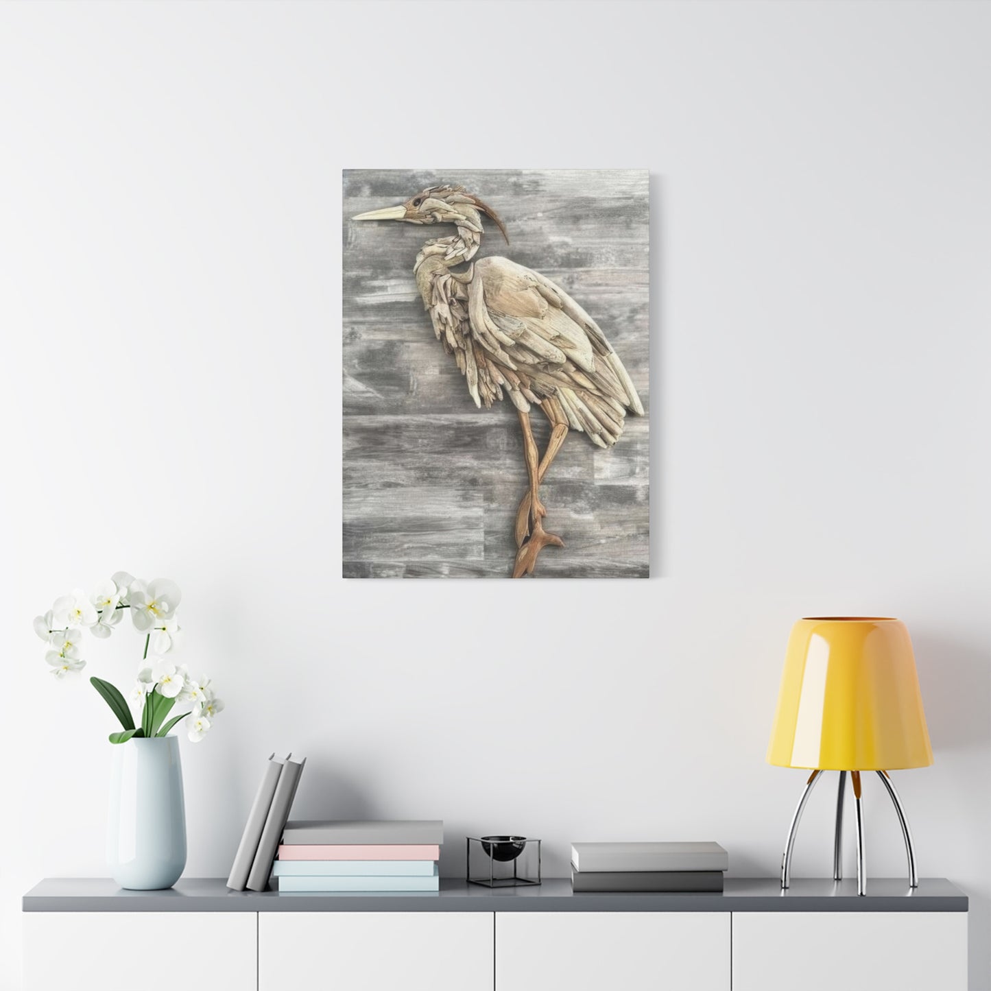 Driftwood Crane Wall Art & Canvas Prints