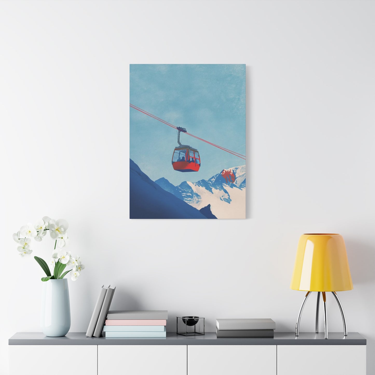 Red Cable Car In Mountain Wall Art & Canvas Prints