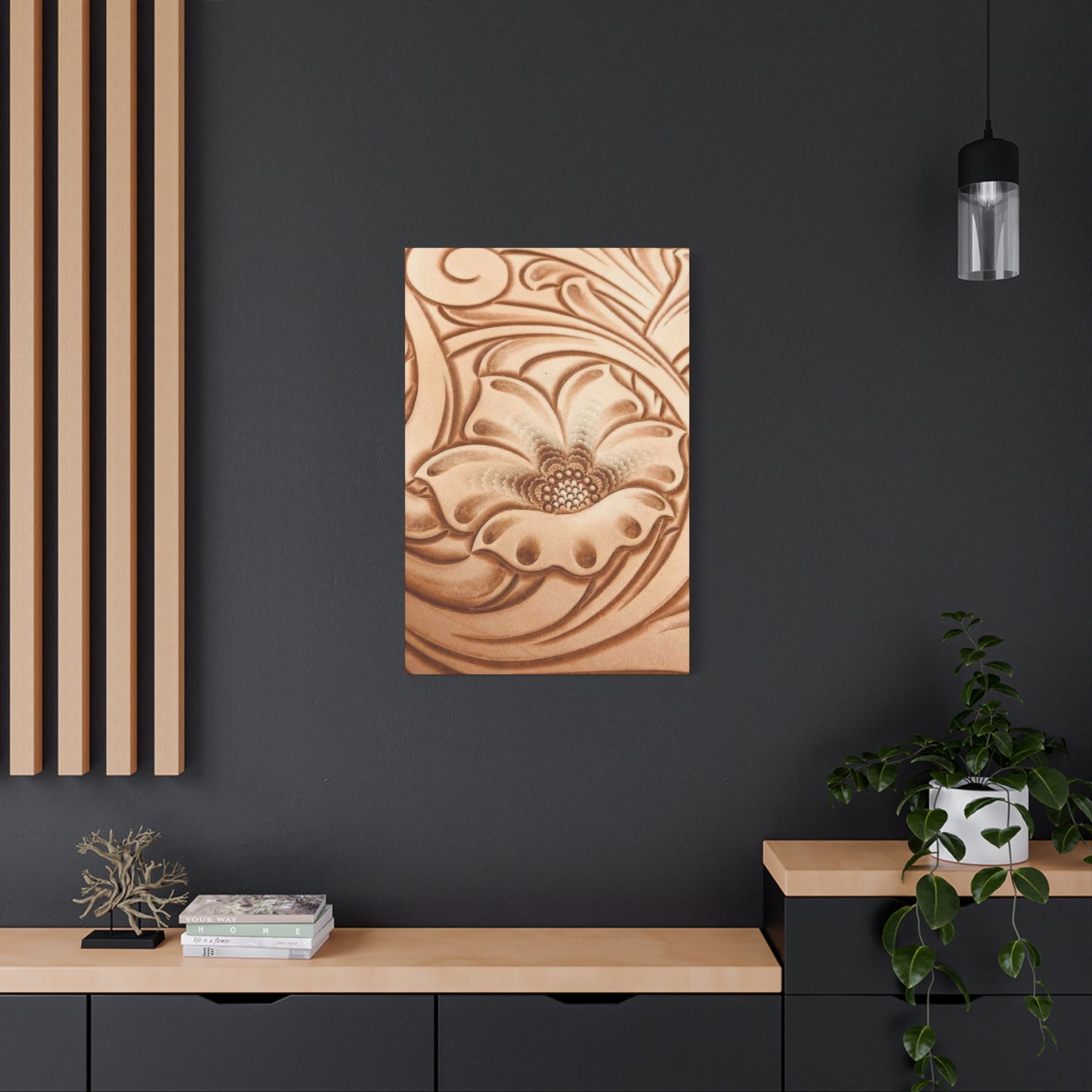Flower On Leather Wall Art & Canvas Prints