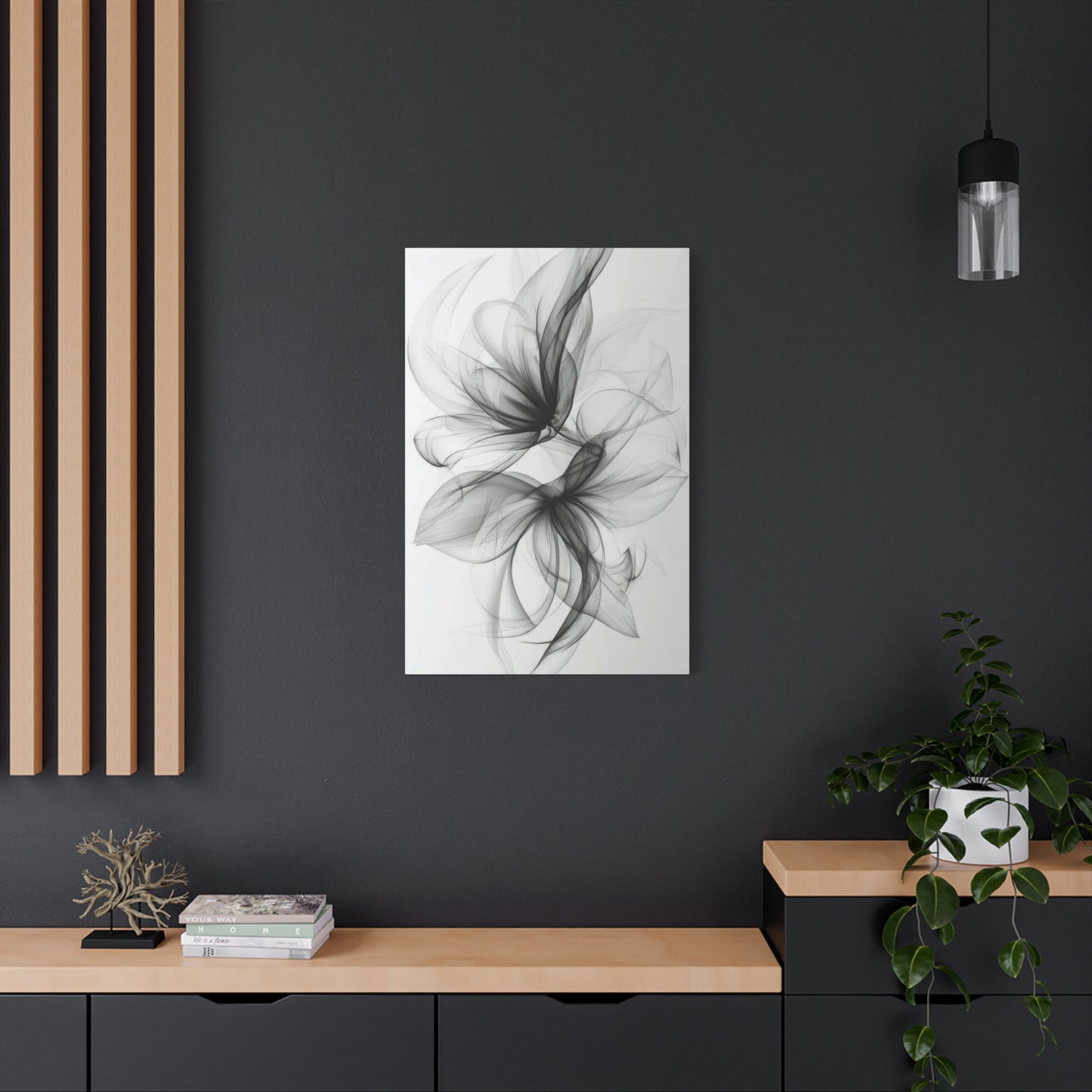 Flower Lines Grey Wall Art & Canvas Prints