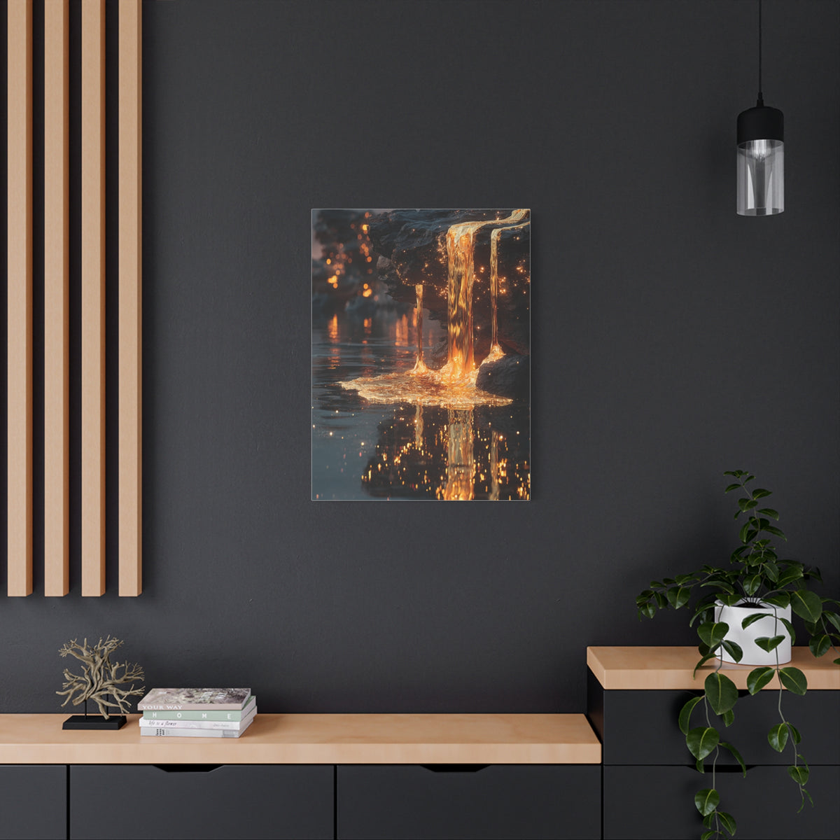 Molten Gold Waterfall Wall Art & Canvas Print