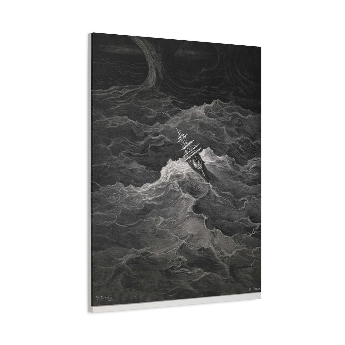 Sailing Ship In Dark Drawing Wall Art & Canvas Prints
