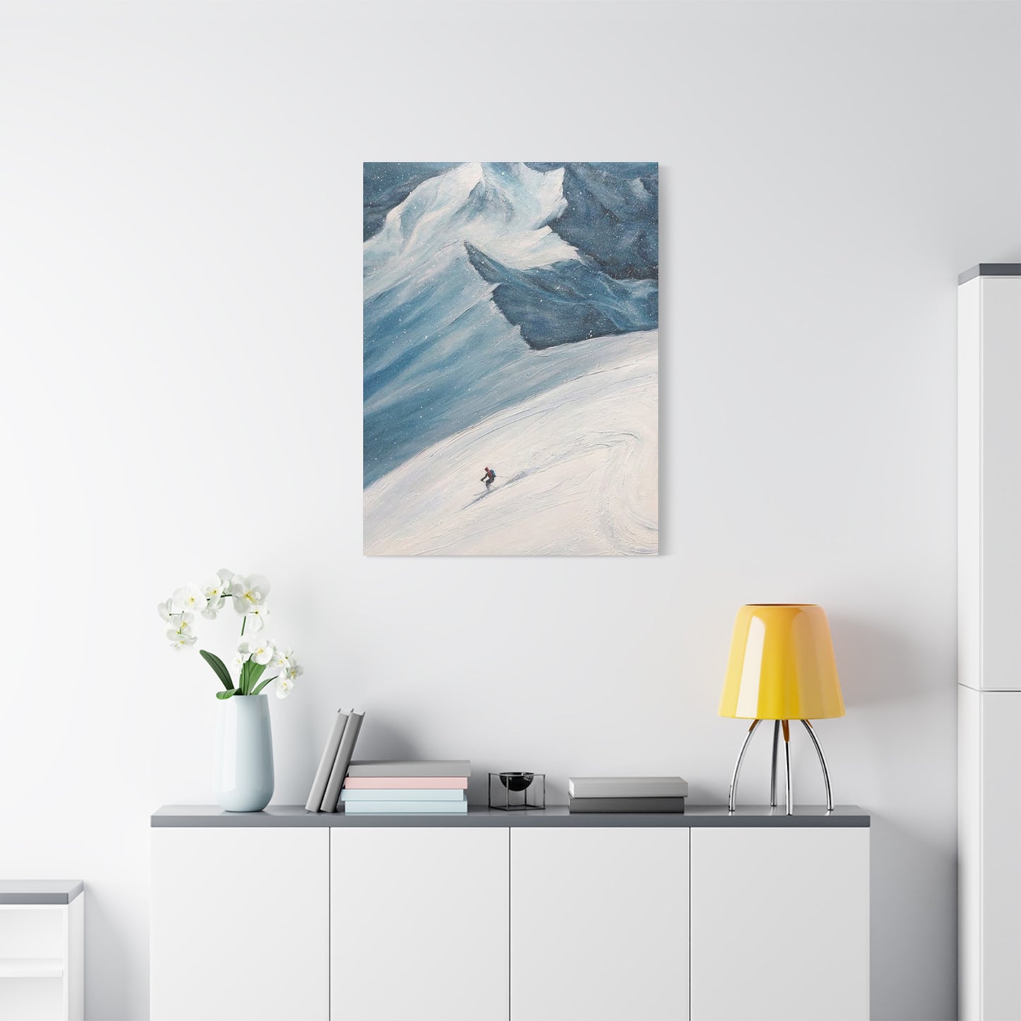 Skiing In Snowy Mountain Wall Art & Canvas Prints