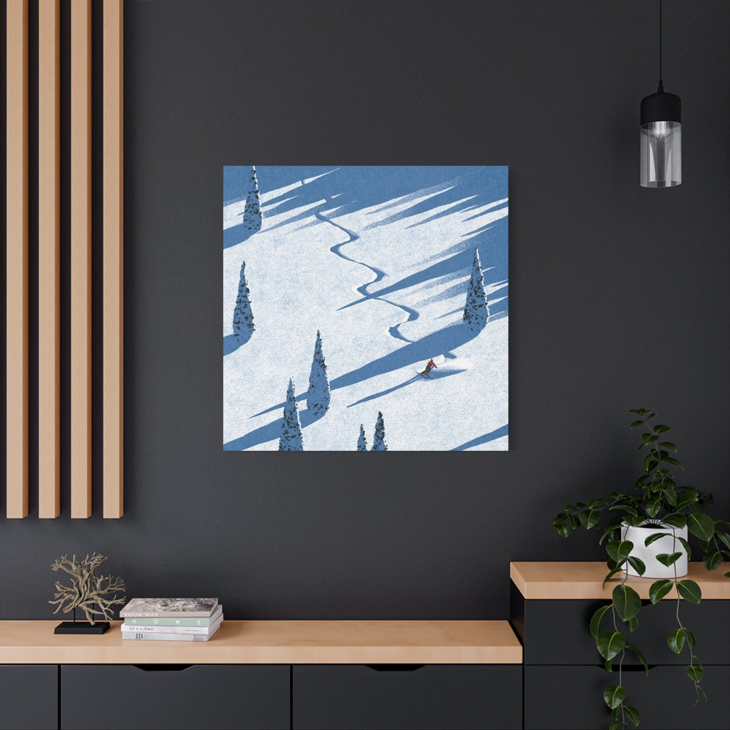 Skiing In White Snow Painting Wall Art & Canvas Prints