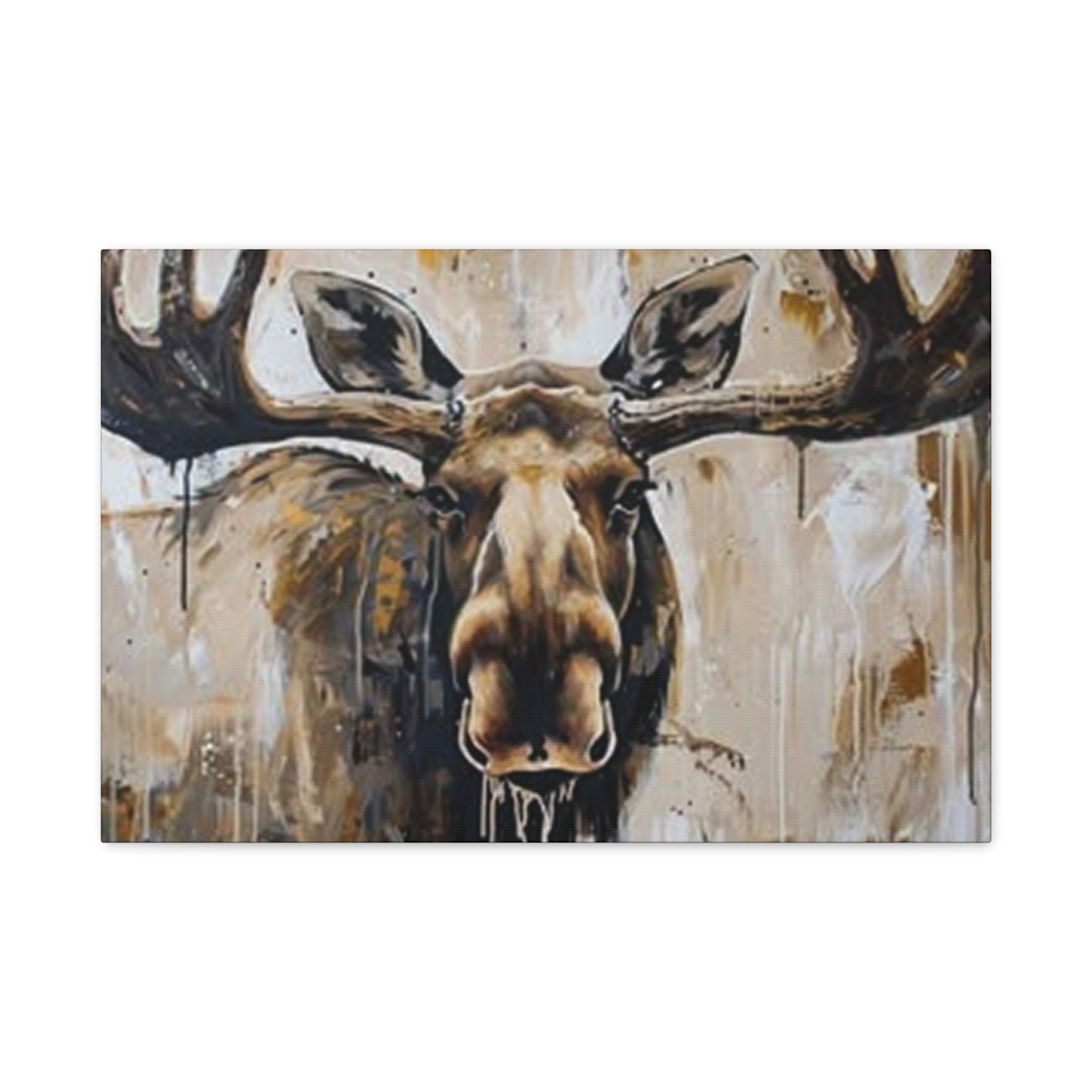 Scary Moose Wildlife Painting Wall Art & Canvas Prints