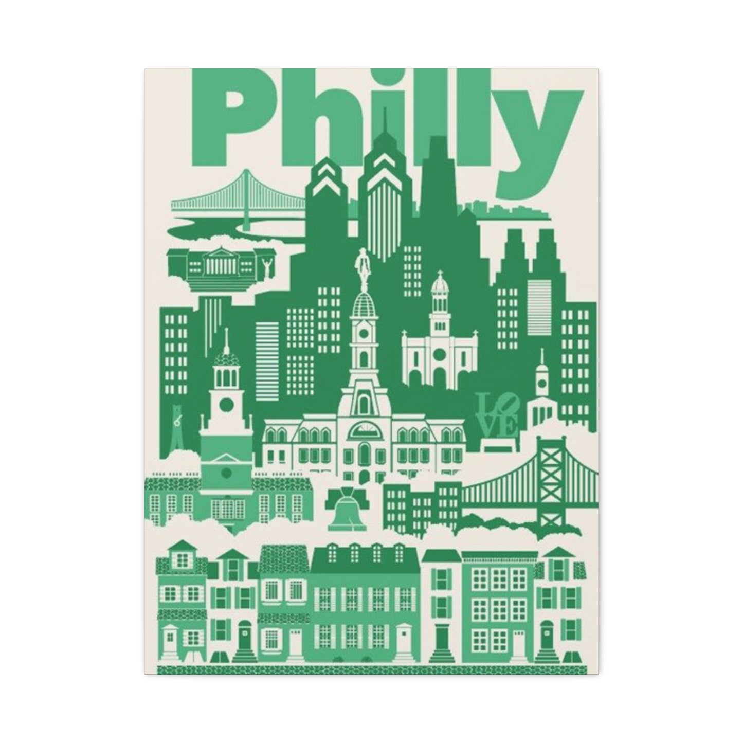 Green Philadelphia Poster Wall Art & Canvas Prints