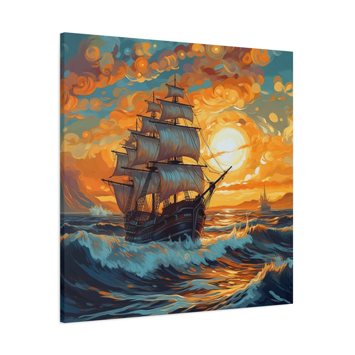 Ship Sailing During Dawn Painting Wall Art & Canvas Prints