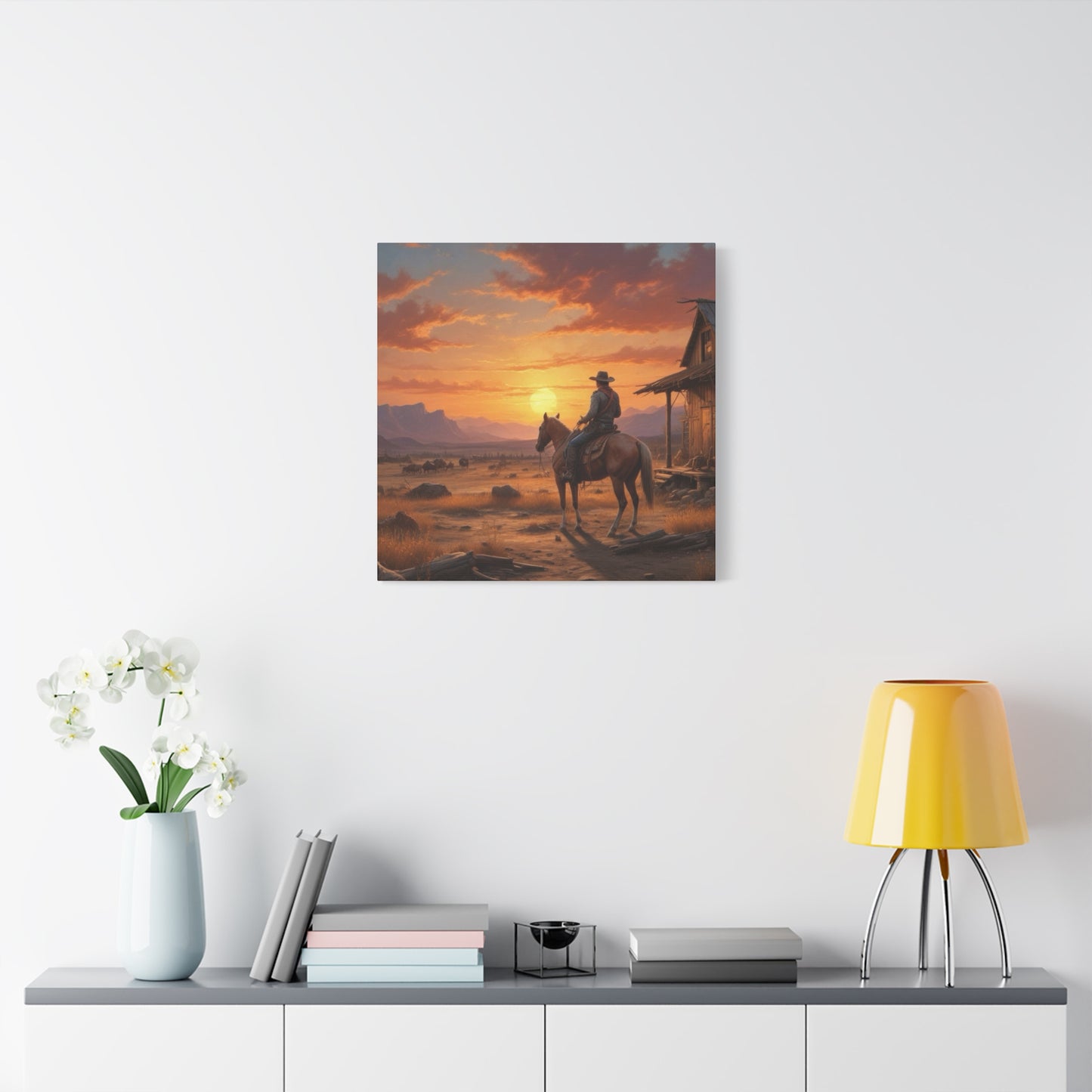Cowboy At Sunset Wall Art & Canvas Prints