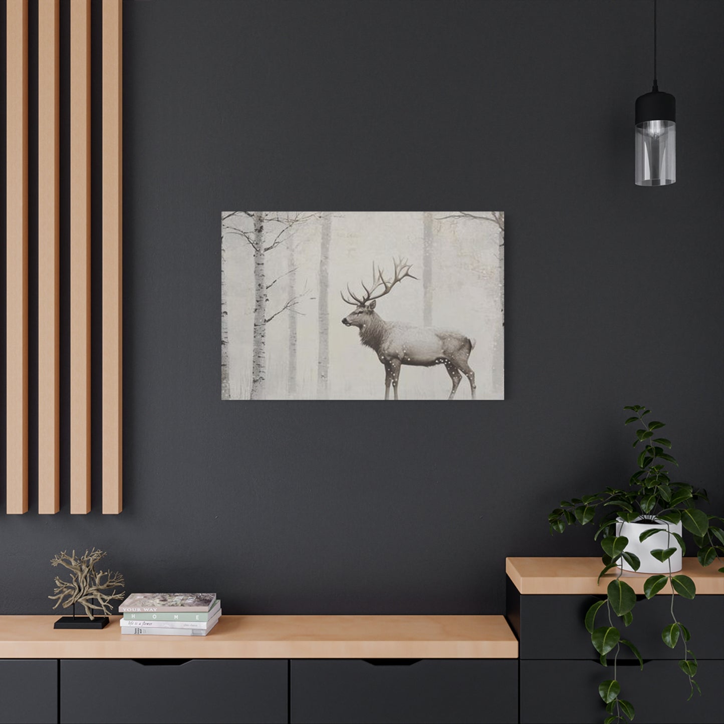 Deer In Snow Painting Wall Art & Canvas Prints