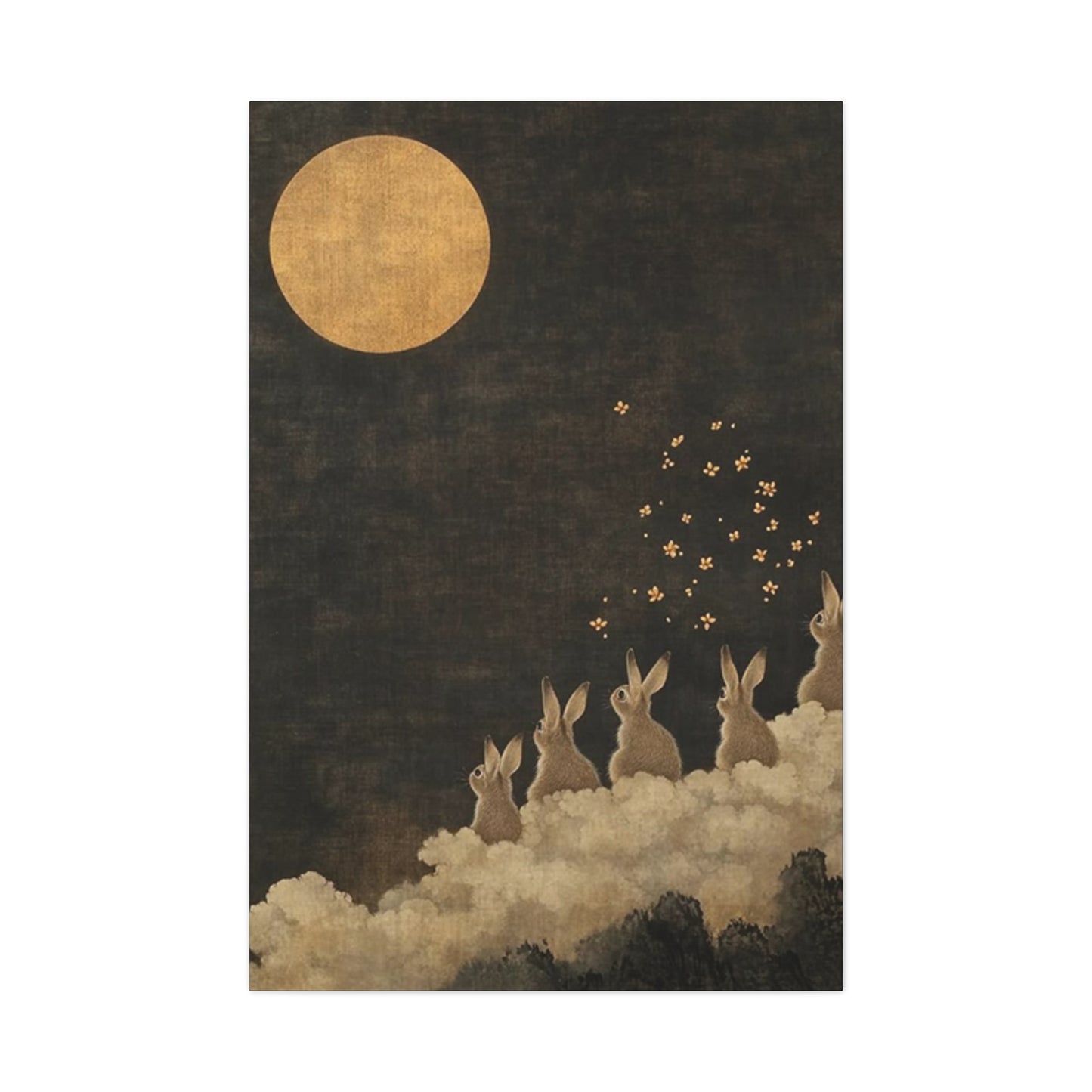 Moon & Rabbits Painting Wall Art & Canvas Prints