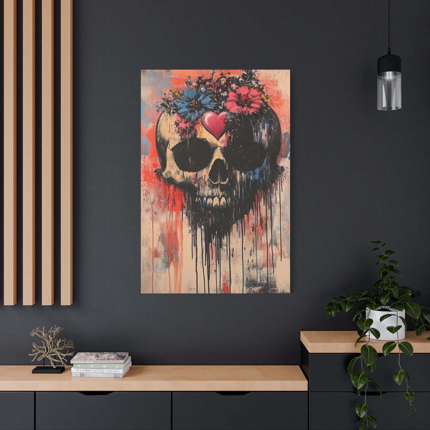 Colorful Flowers On Skull Poster Wall Art & Canvas Prints