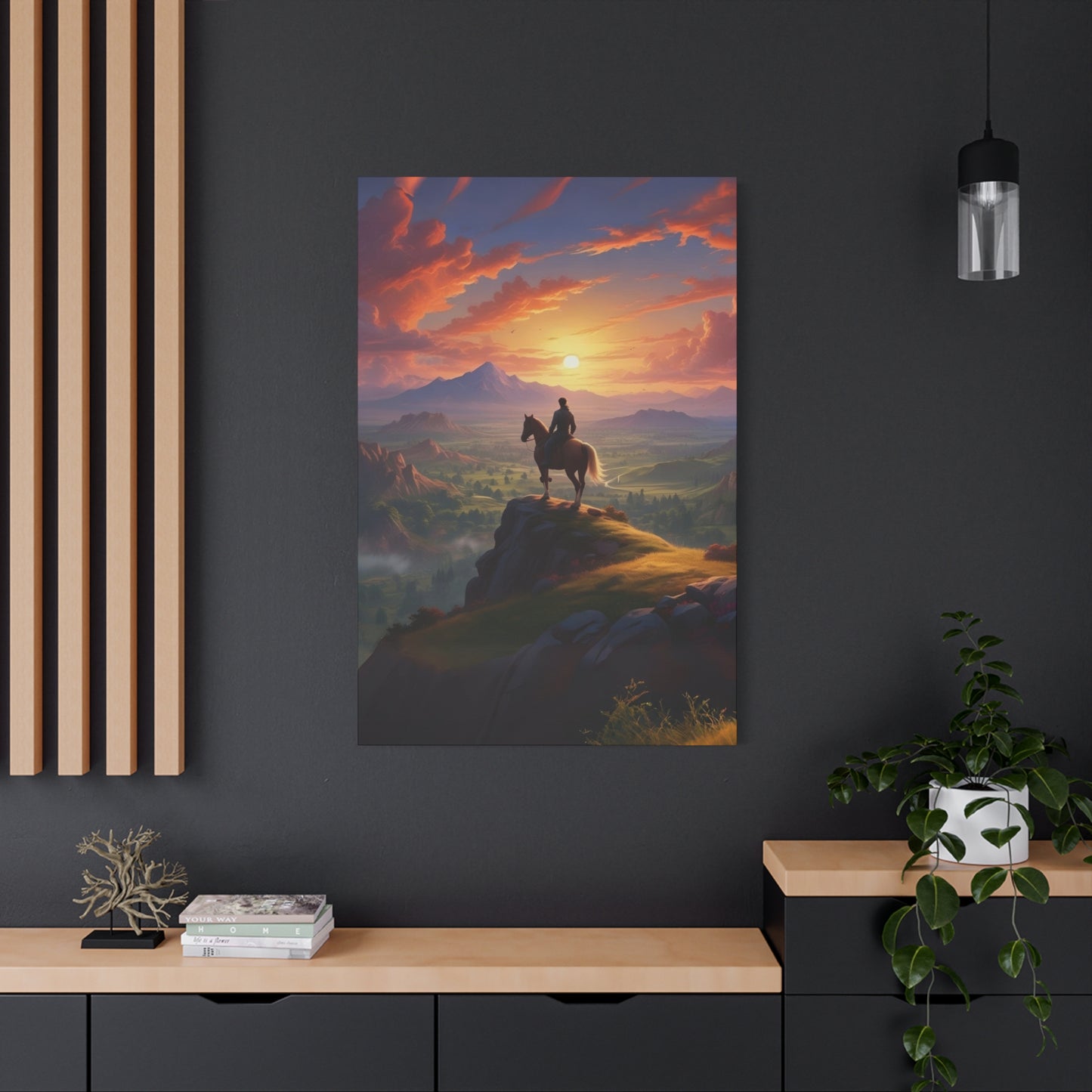 Cowboy At Hill Edge Sunset Wall Art & Canvas Prints