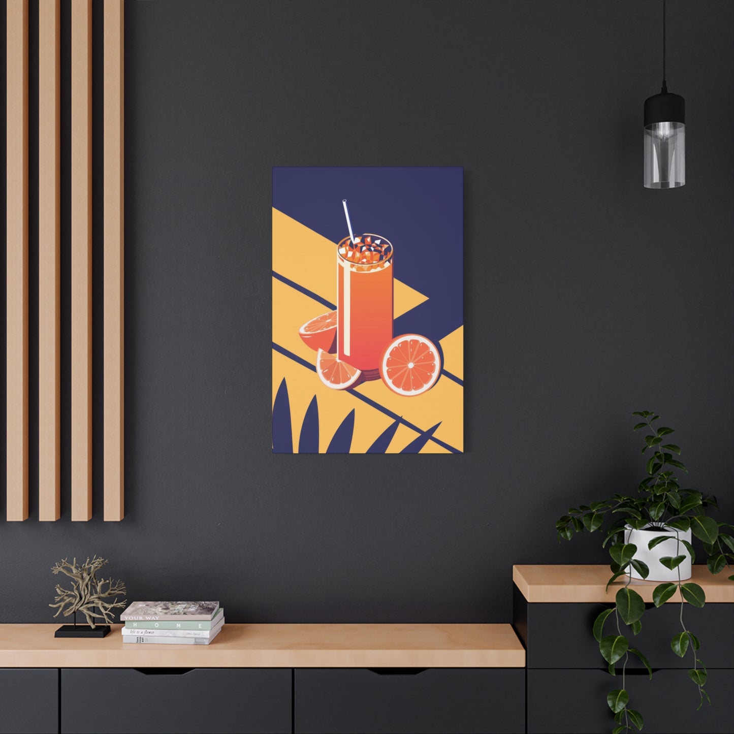 Orange Juice Blue Yellow Wall Art & Canvas Prints
