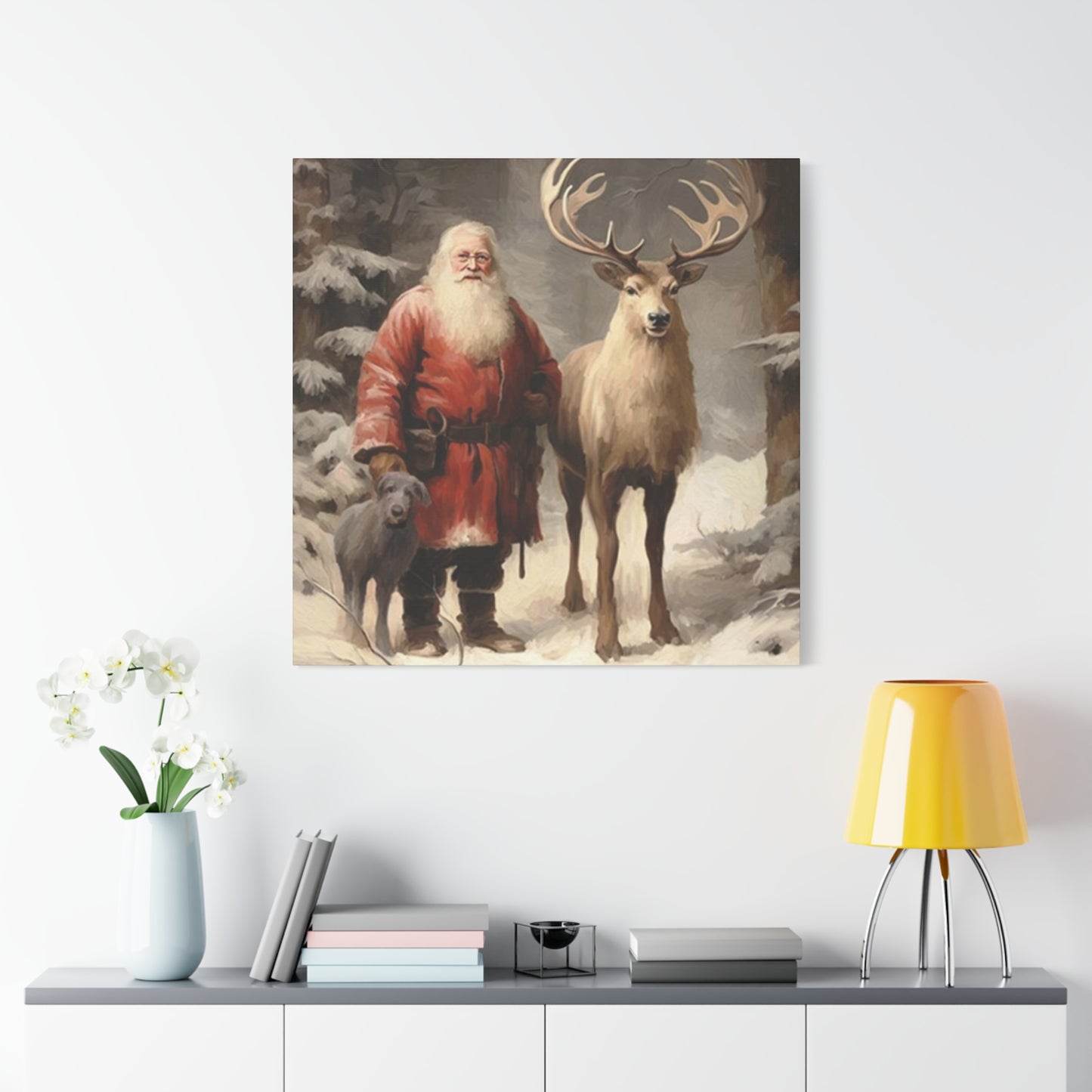 Santa And Reindeer Wall Art & Canvas Prints