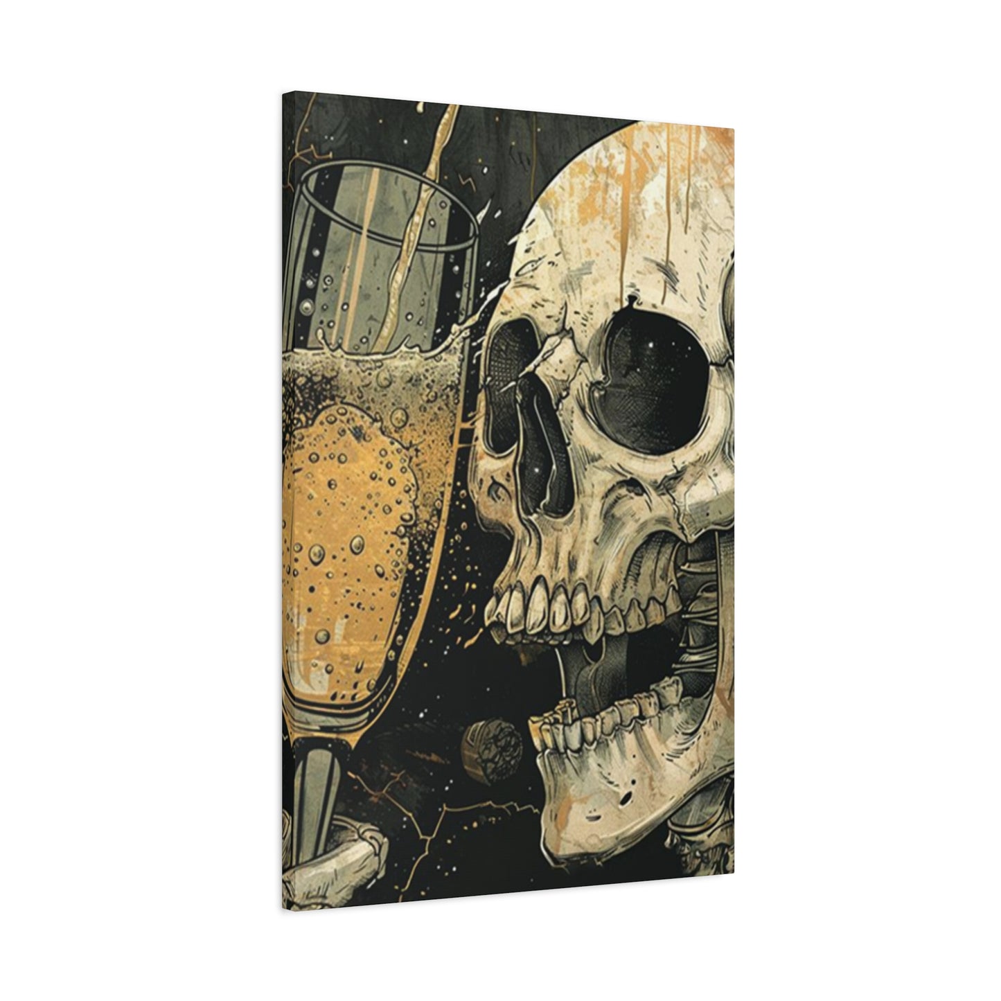 Skull Drinking Poster Wall Art & Canvas Prints