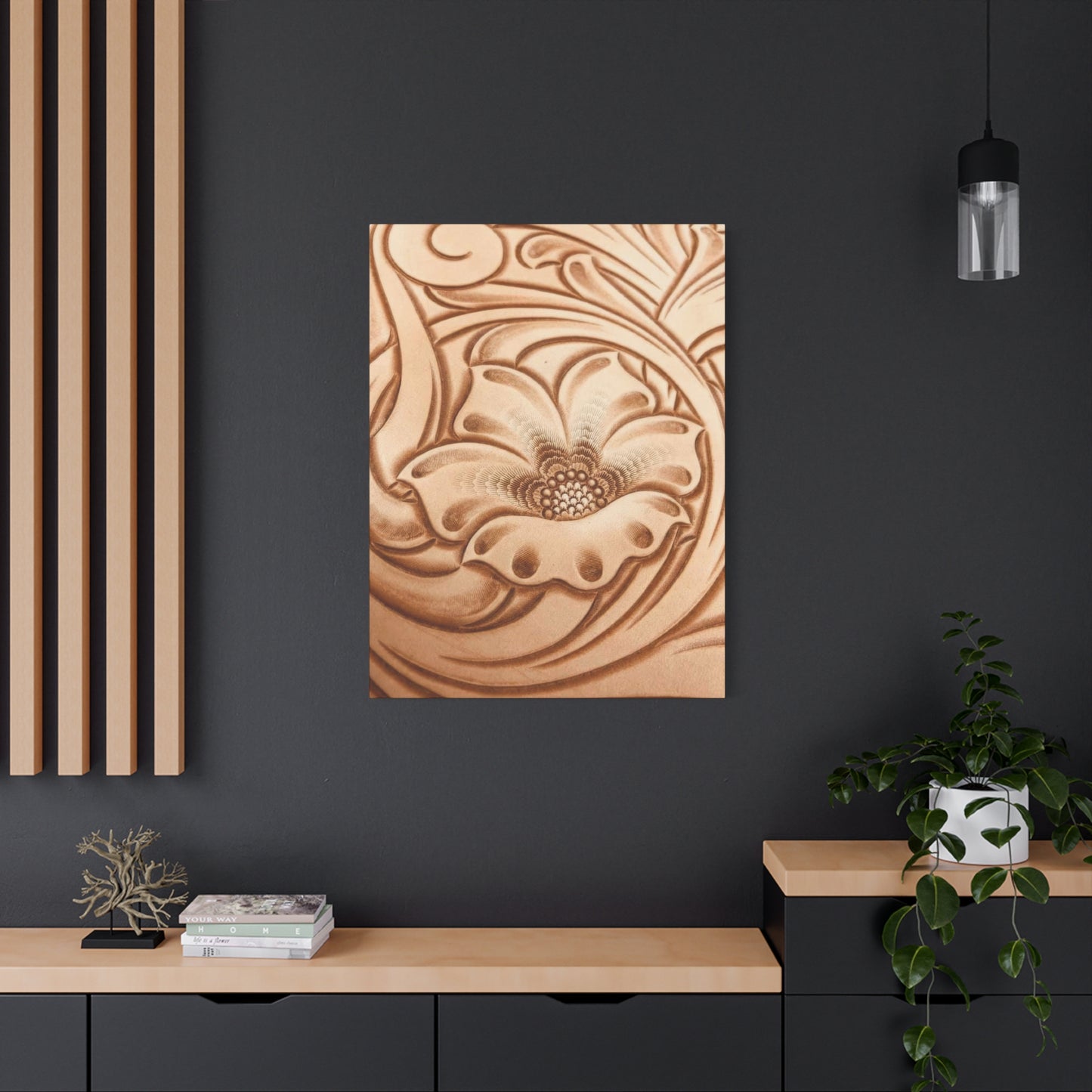 Flower On Leather Wall Art & Canvas Prints