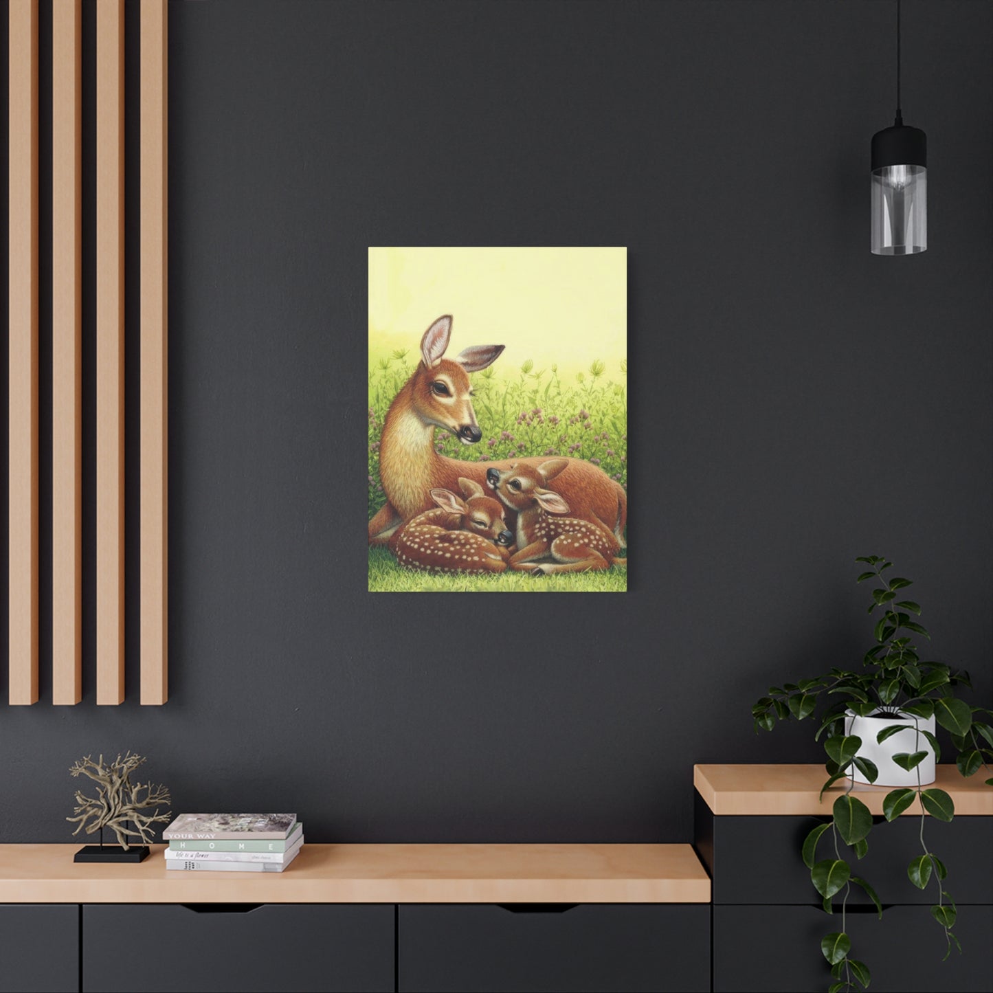 Deer With Its Babies Lying Wall Art & Canvas Prints