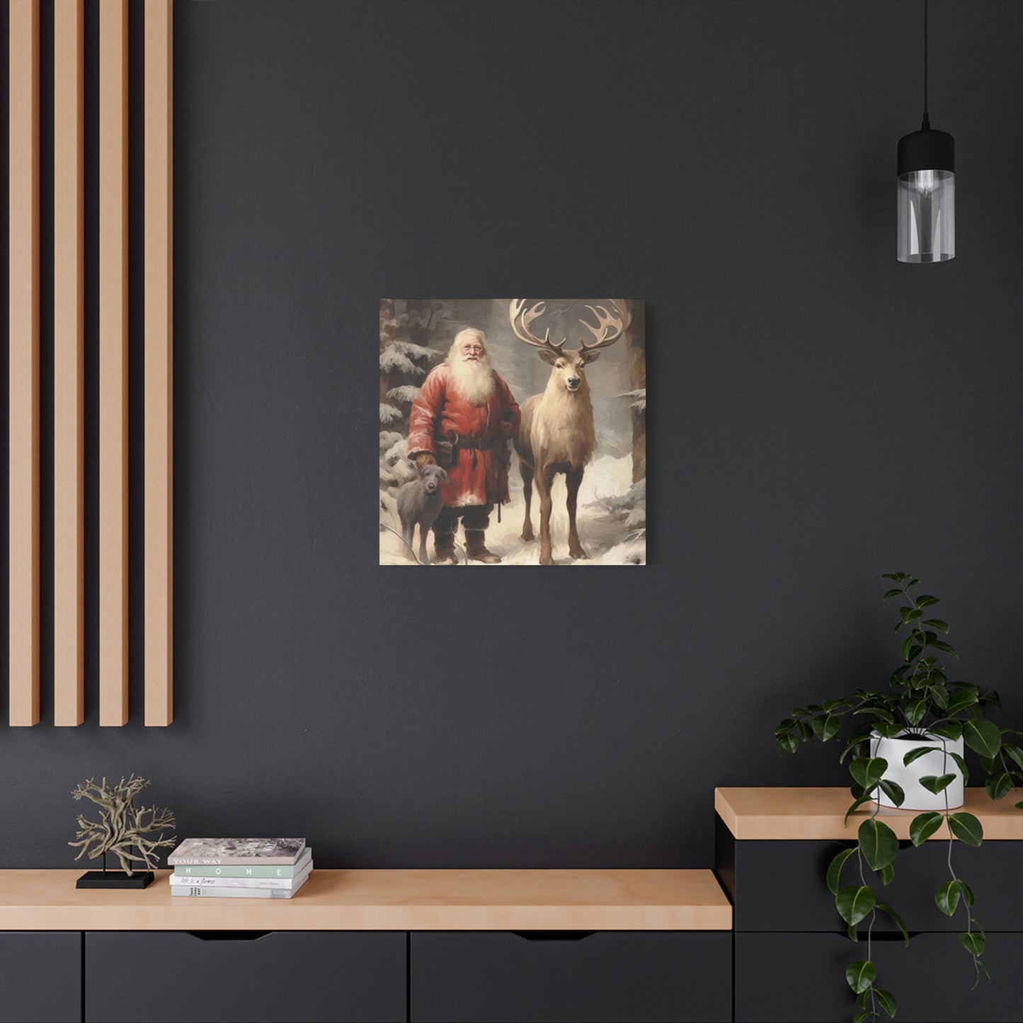 Santa And Reindeer Wall Art & Canvas Prints