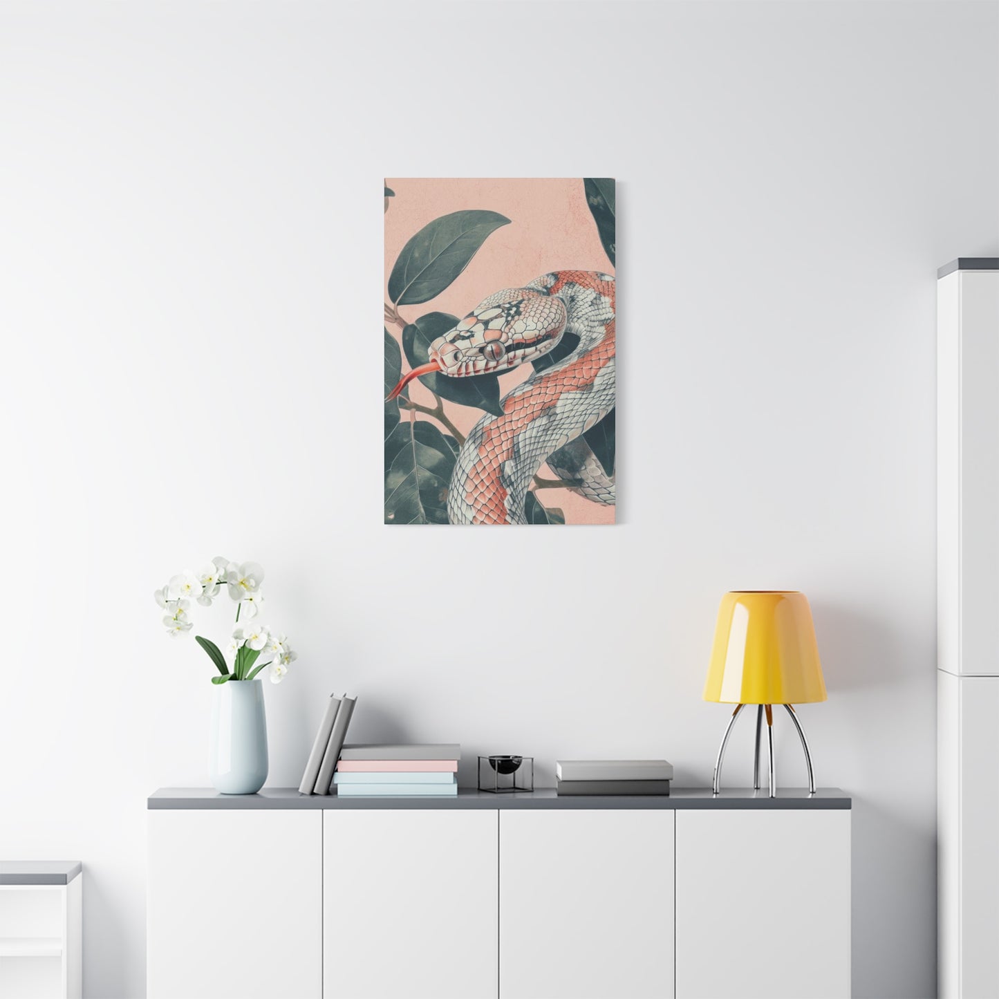 White And Pink Snake Wall Art & Canvas Prints