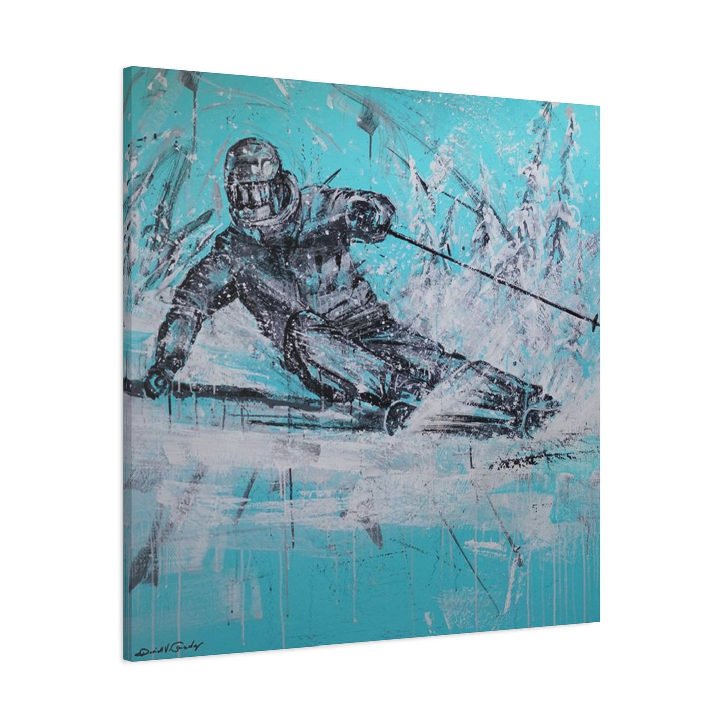 Skiing In White Snow Poster Wall Art & Canvas Prints