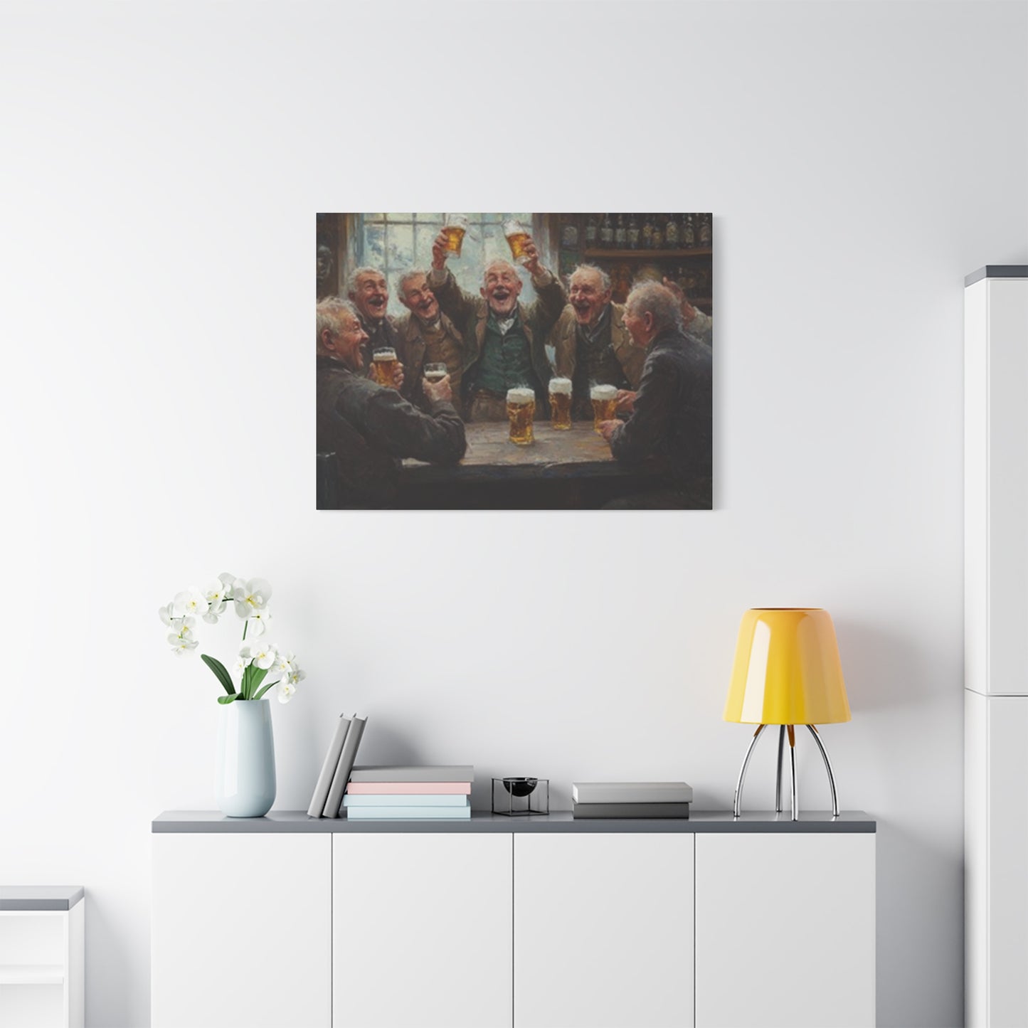 Old People Enjoying Drinks Painting Wall Art & Canvas Prints