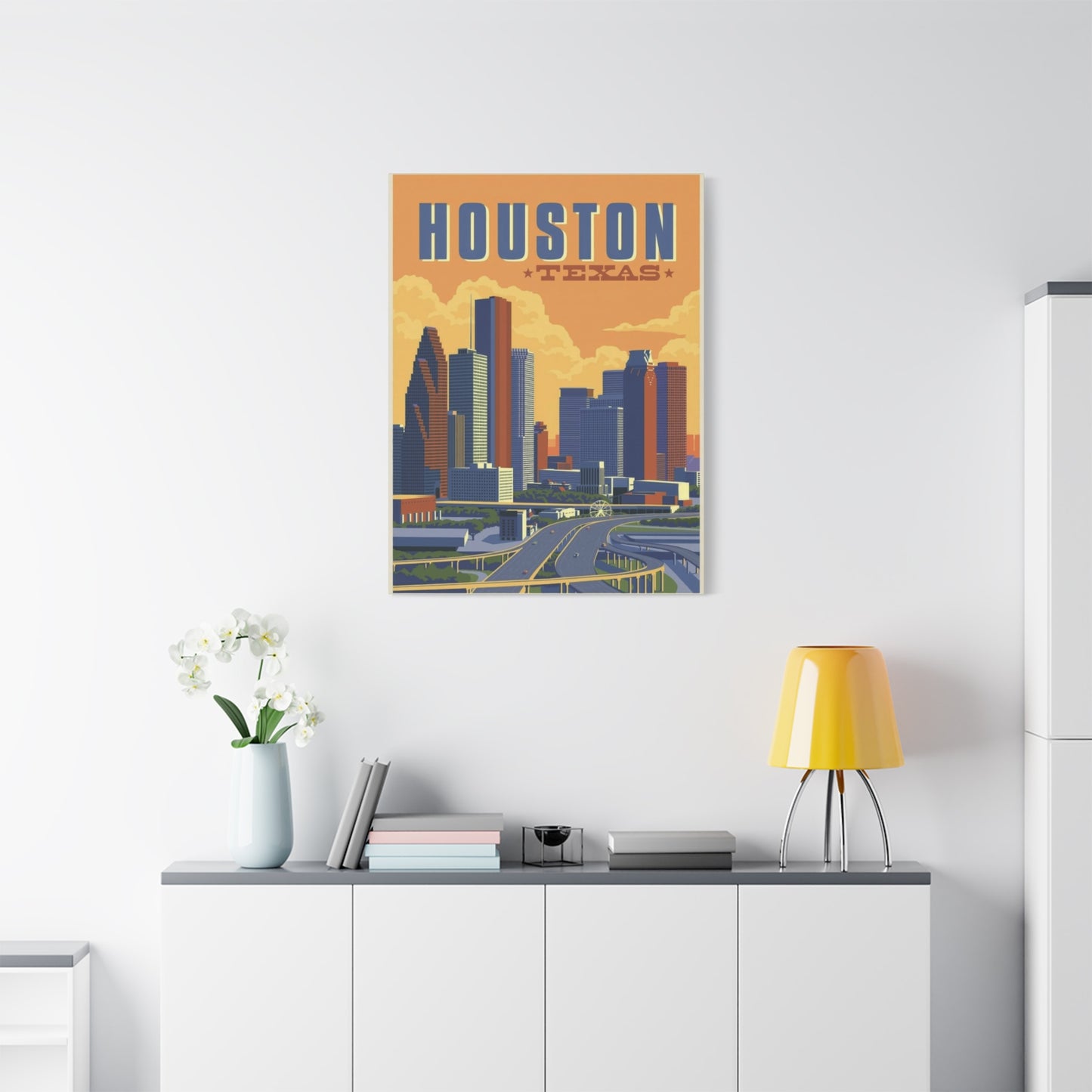 Houston Skyline Vintage Wall Art & Canvas Prints