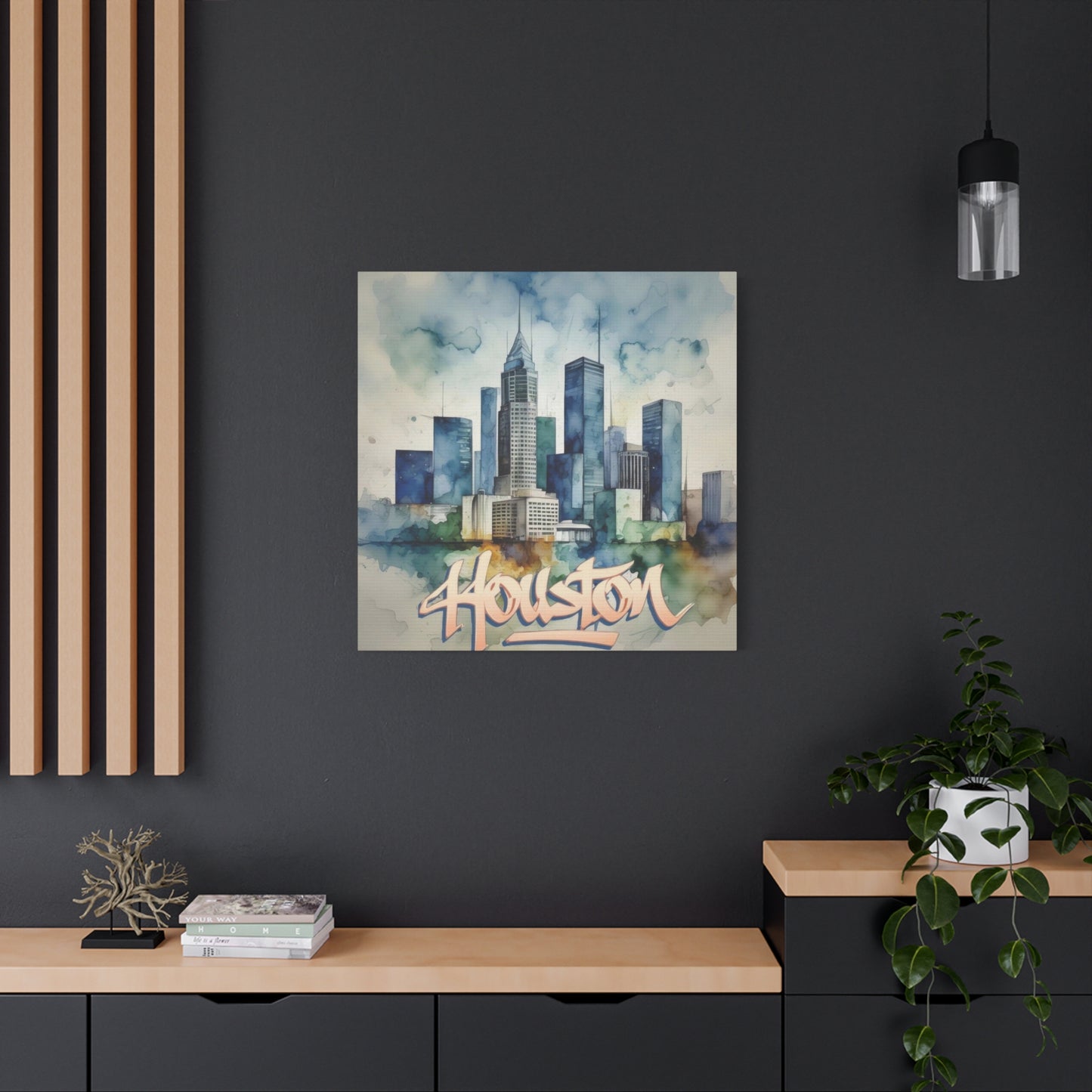 Houston Skyline Watercolor Wall Art & Canvas Prints