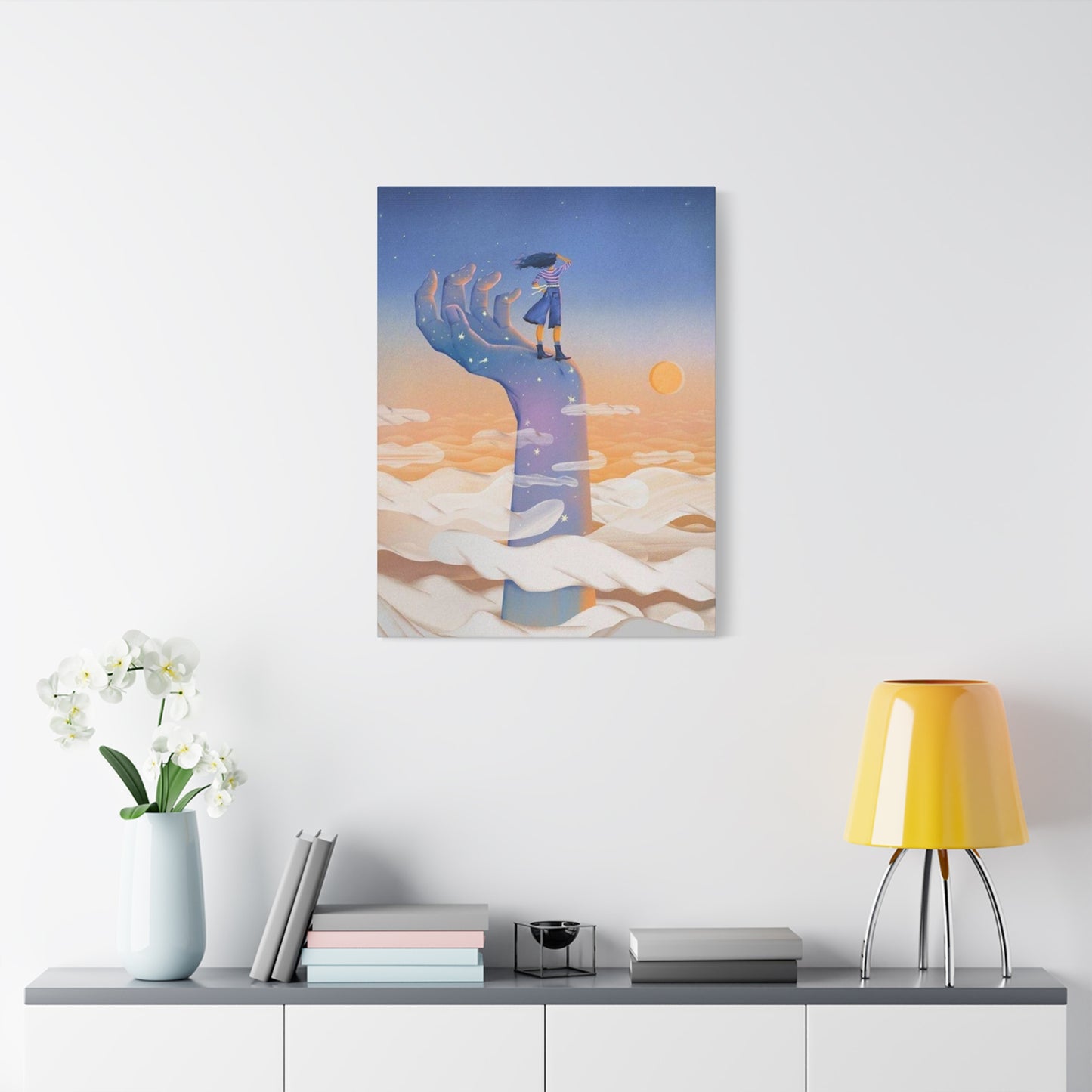 Girl On A Hand Wall Art & Canvas Prints