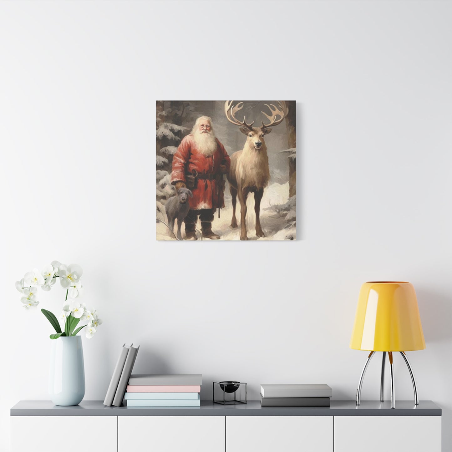 Santa And Reindeer Wall Art & Canvas Prints