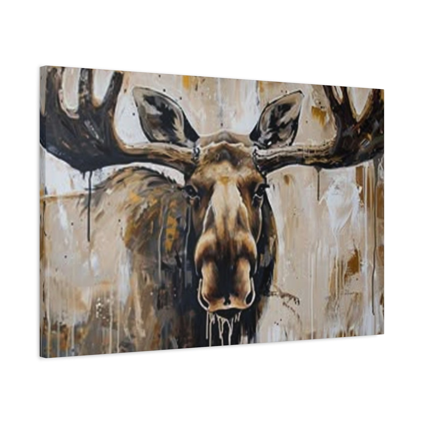 Scary Moose Wildlife Painting Wall Art & Canvas Prints