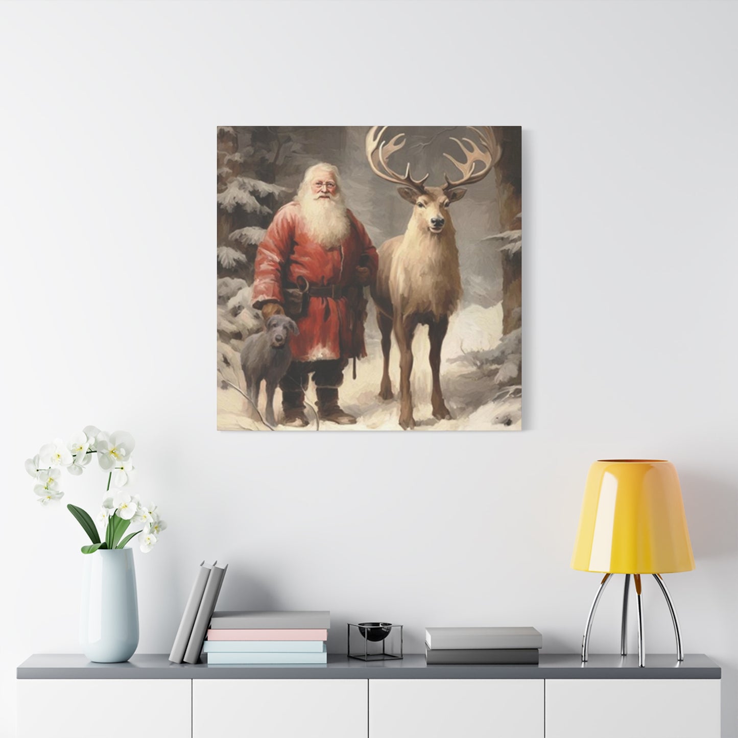 Santa And Reindeer Wall Art & Canvas Prints