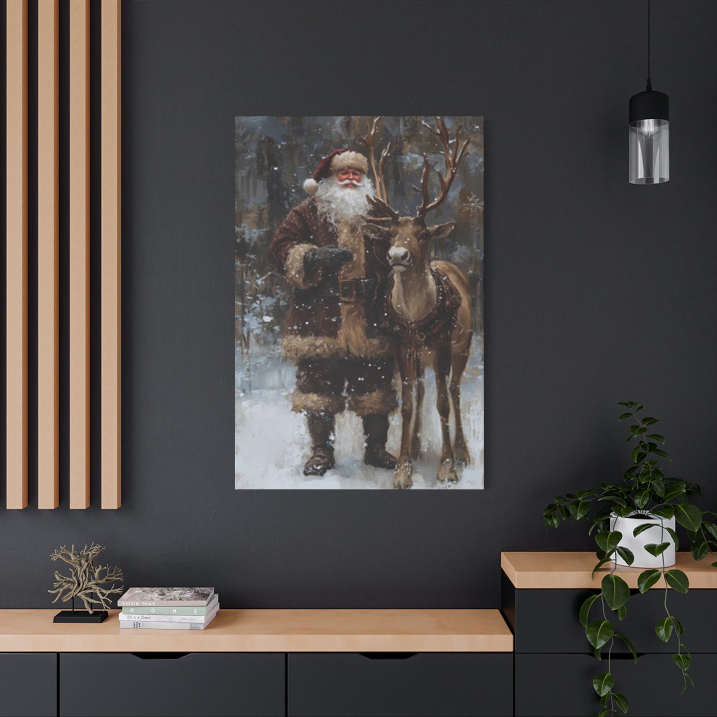 Santa Claus And Reindeer Photo Wall Art & Canvas Prints