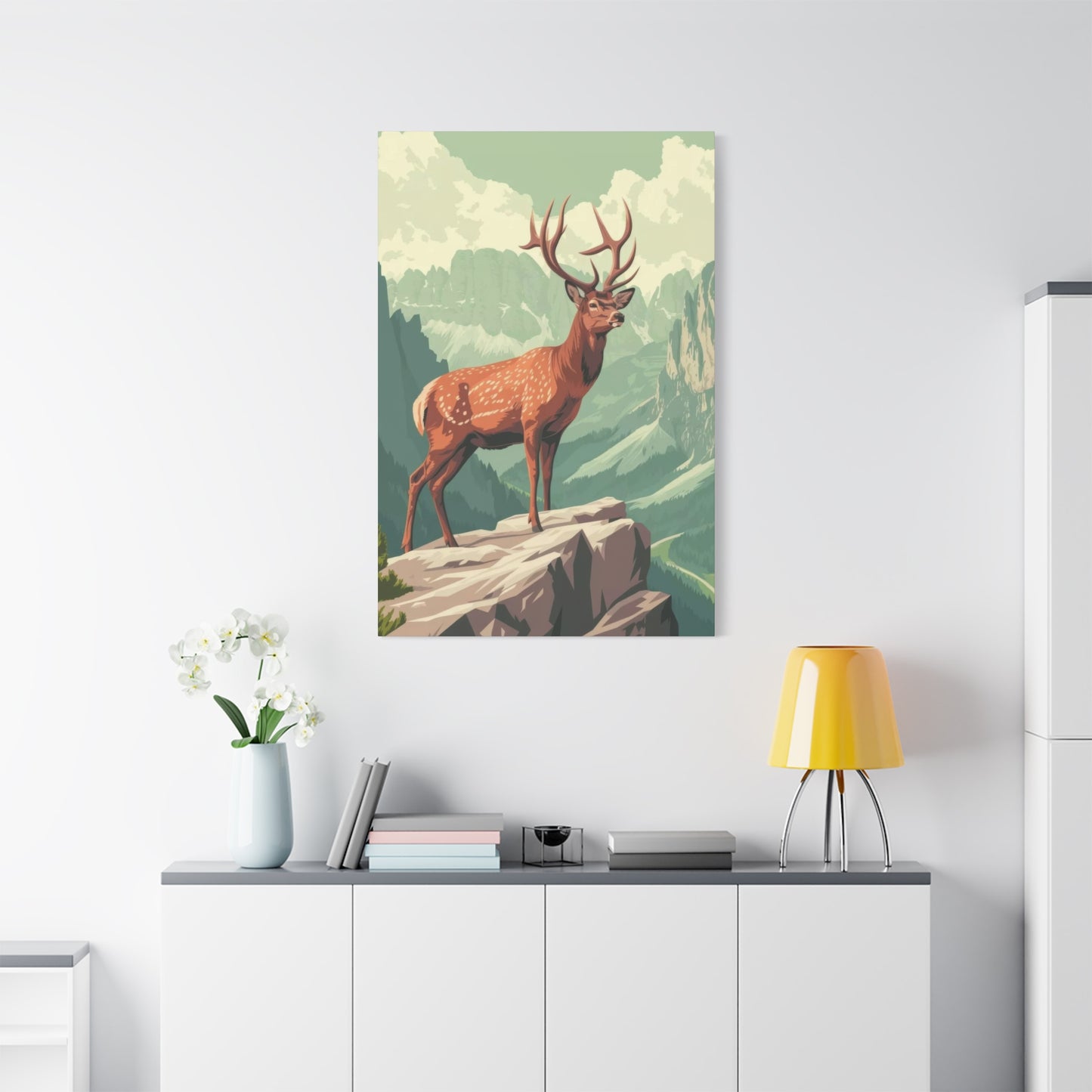 Deer Standing On A Cliff Wall Art & Canvas Prints