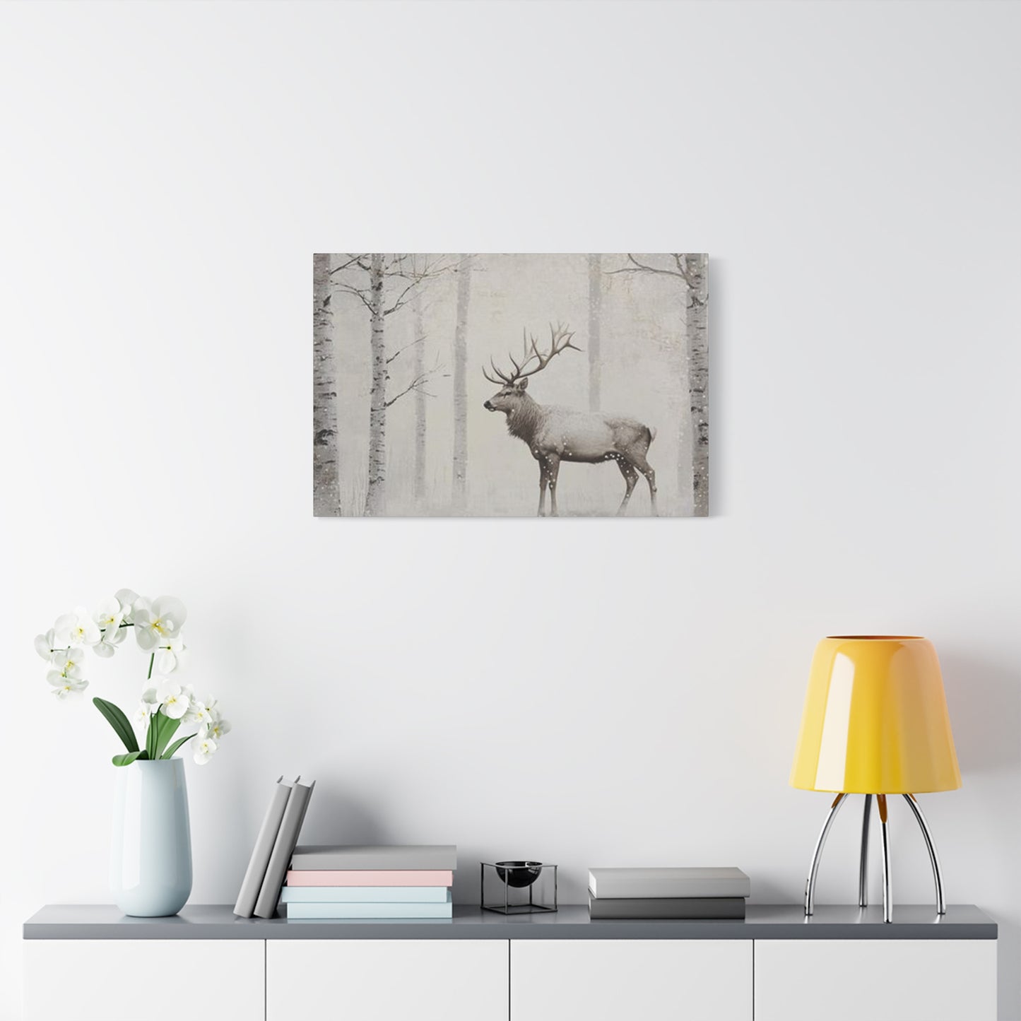Deer In Snow Painting Wall Art & Canvas Prints