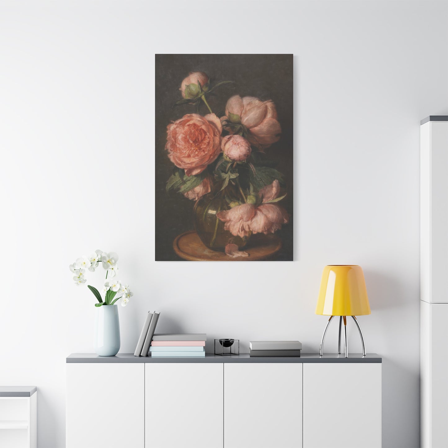 Pink Flower Vase Dark Academia Wall Art & Canvas Prints