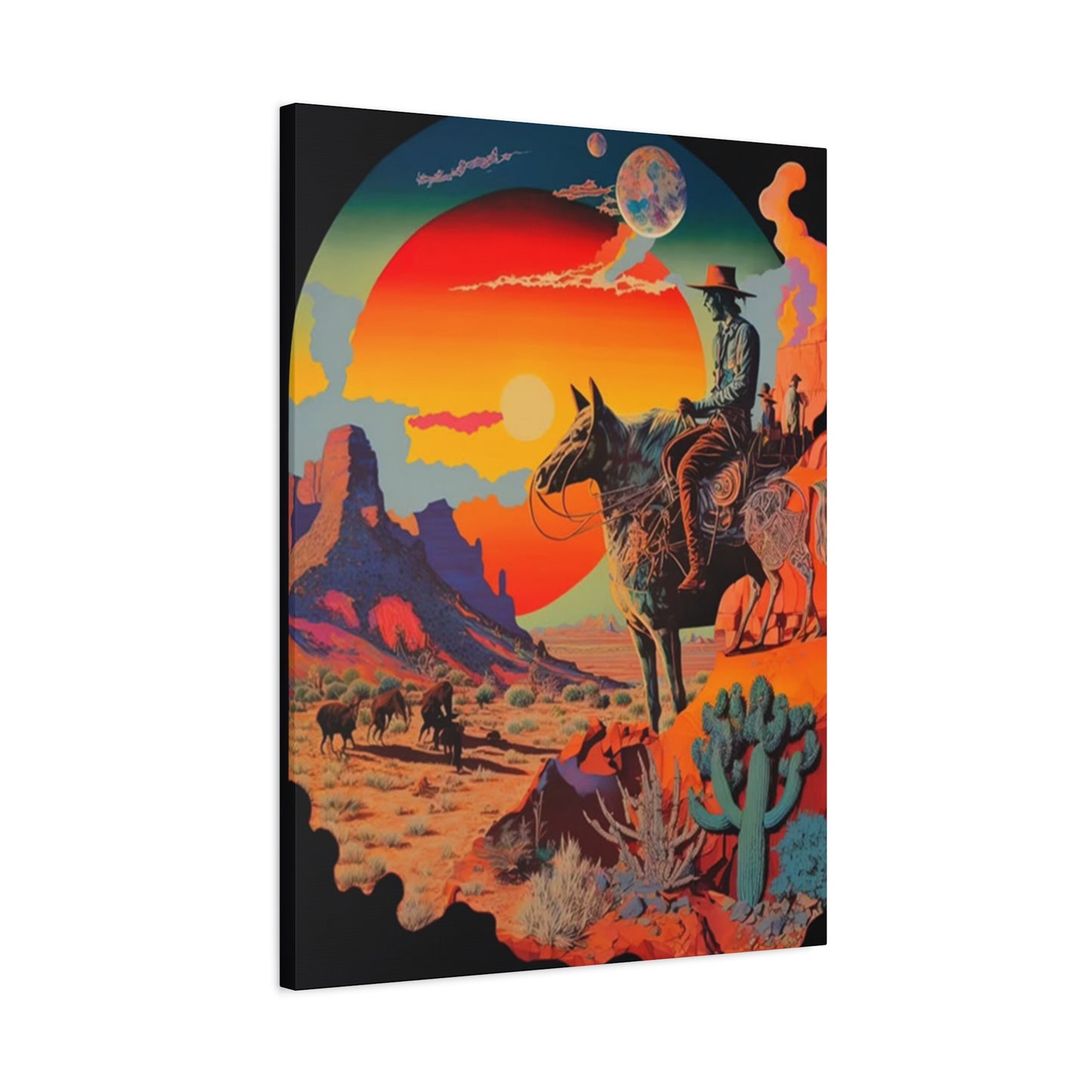 Cowboy In Grand Canyon Of Arizona Wall Art & Canvas Prints