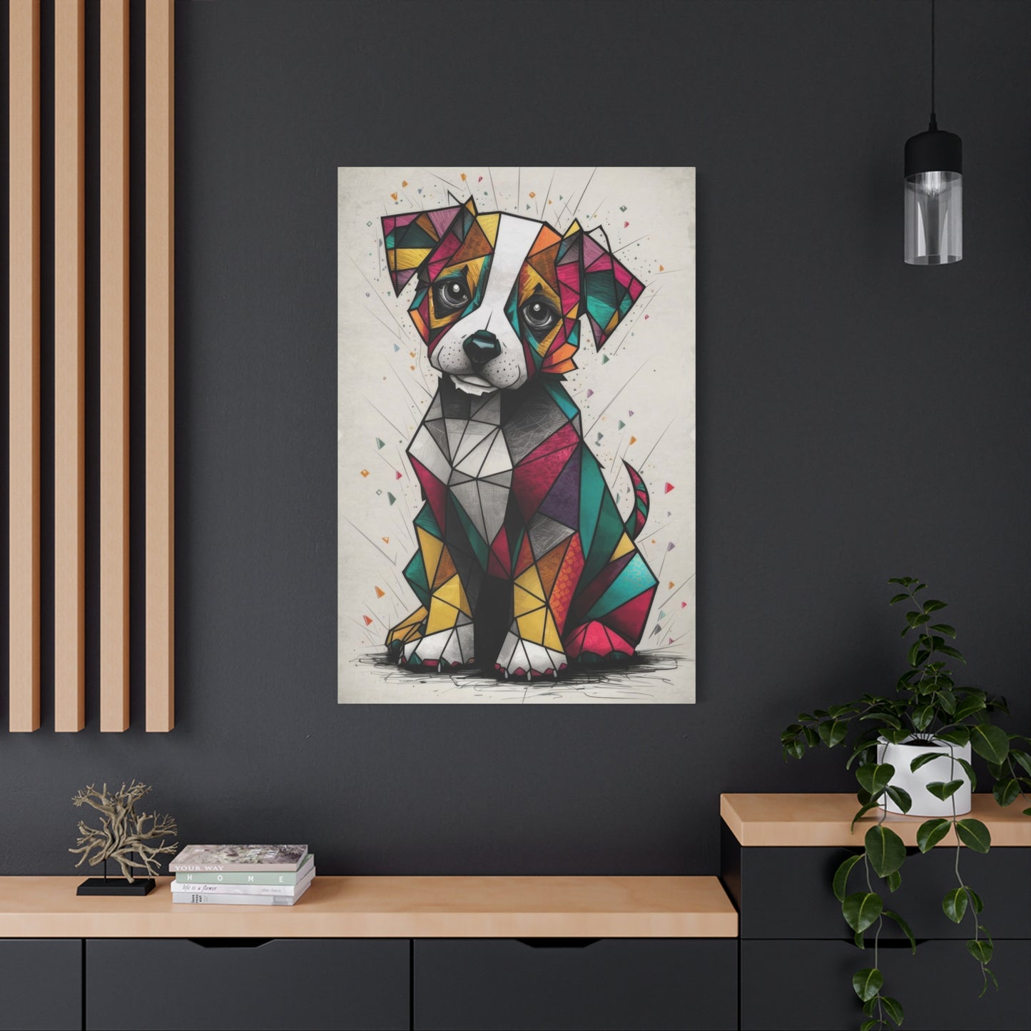 Cute Dog Cubism Wall Art & Canvas Prints