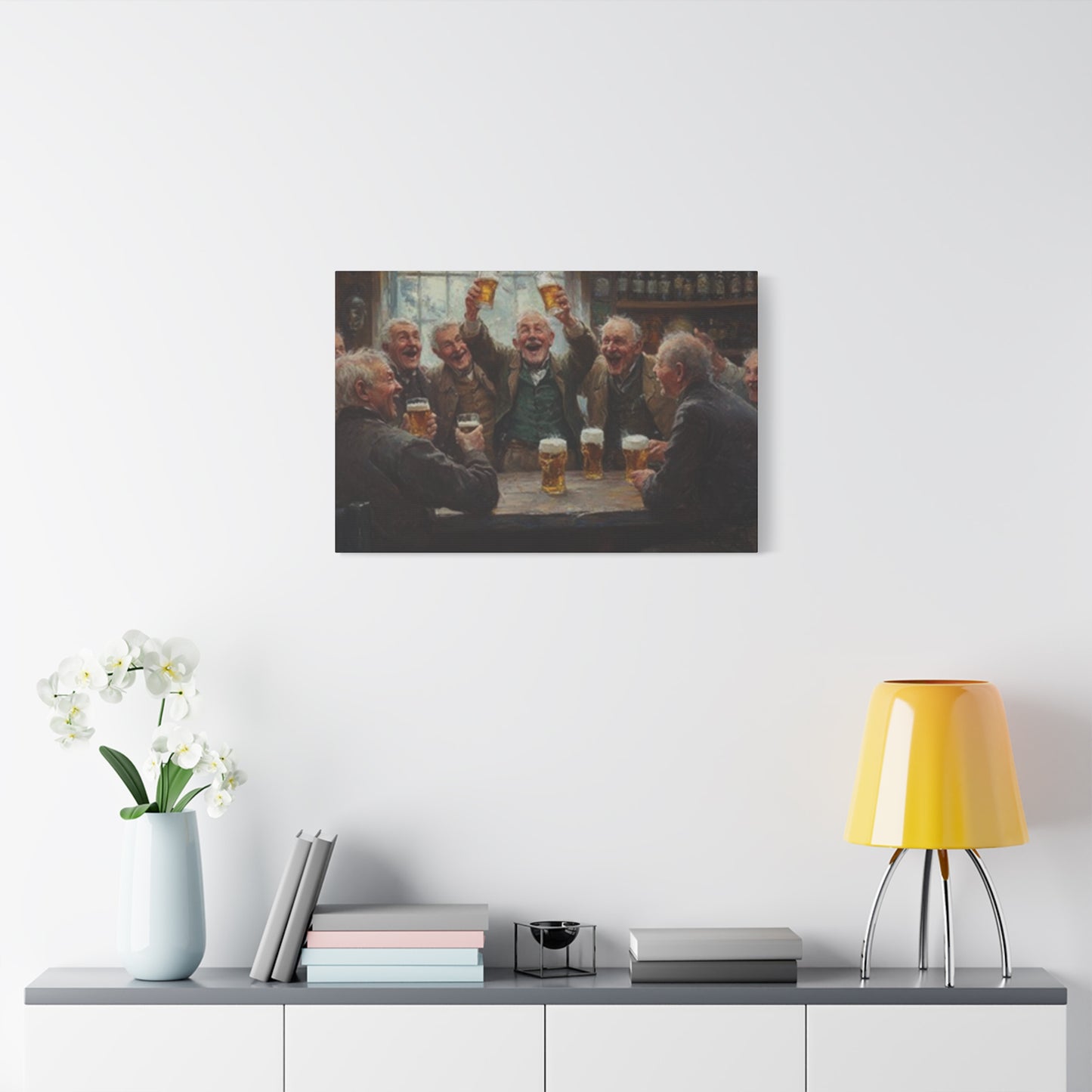 Old People Enjoying Drinks Painting Wall Art & Canvas Prints