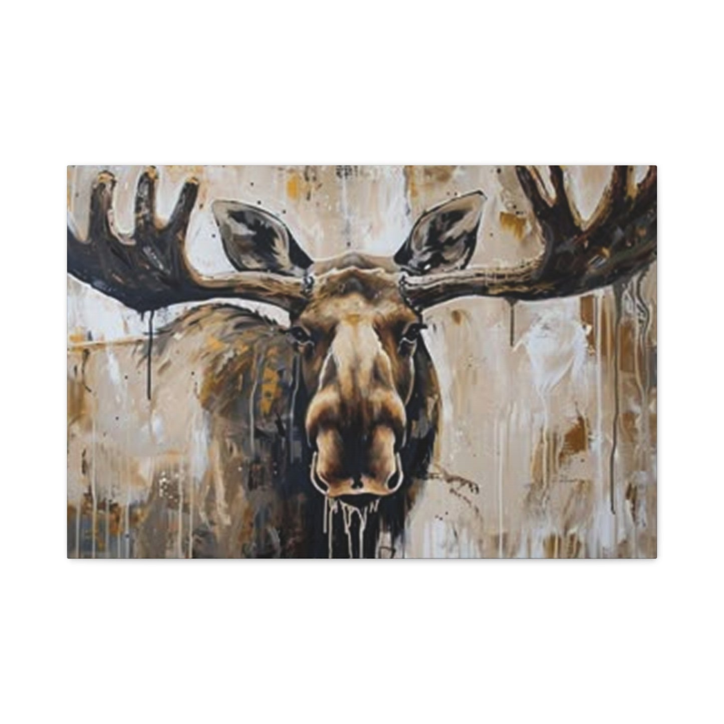 Scary Moose Wildlife Painting Wall Art & Canvas Prints