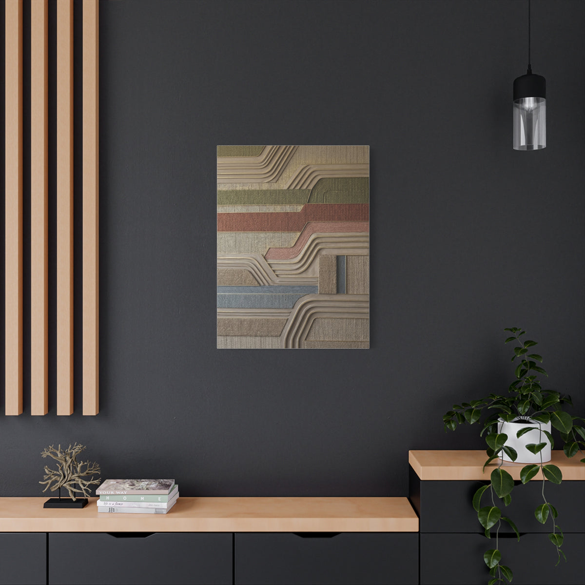 Sculpted Sisal & Plaster Geometric Wall Art & Canvas Print