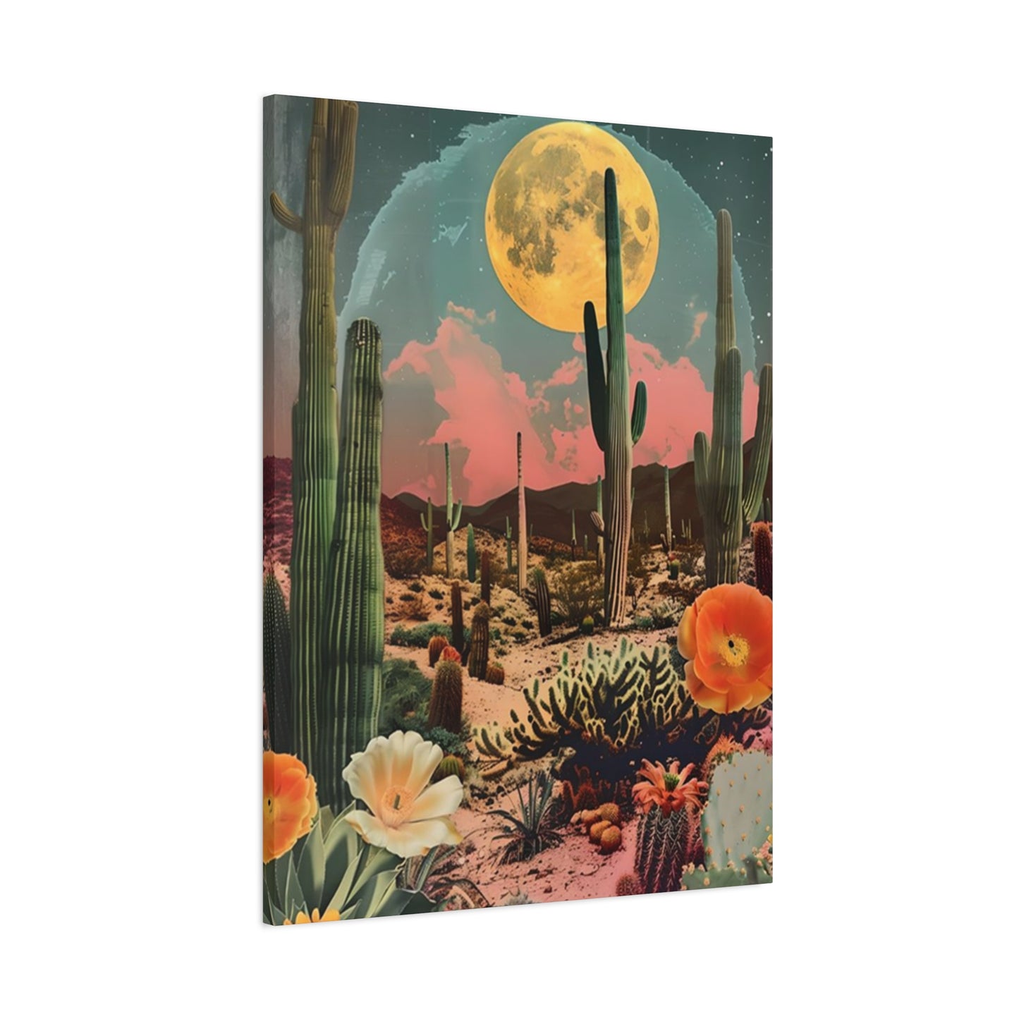 Moon Cactus And Flowers Wall Art & Canvas Prints