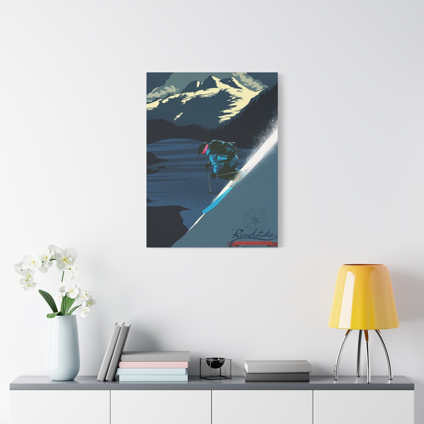 Skiing At Night Poster Wall Art & Canvas Prints