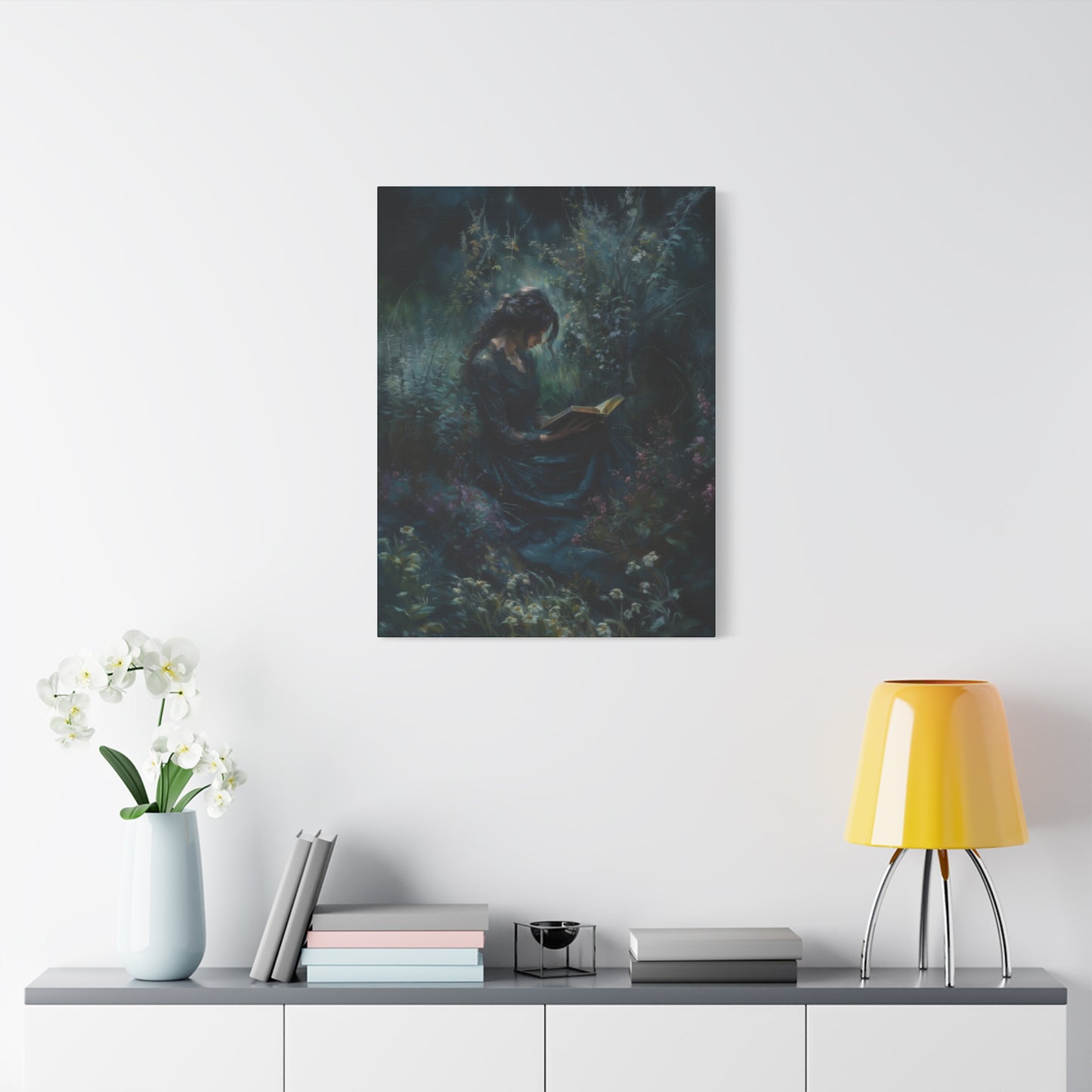 Lady Reading Dark Wall Art & Canvas Prints