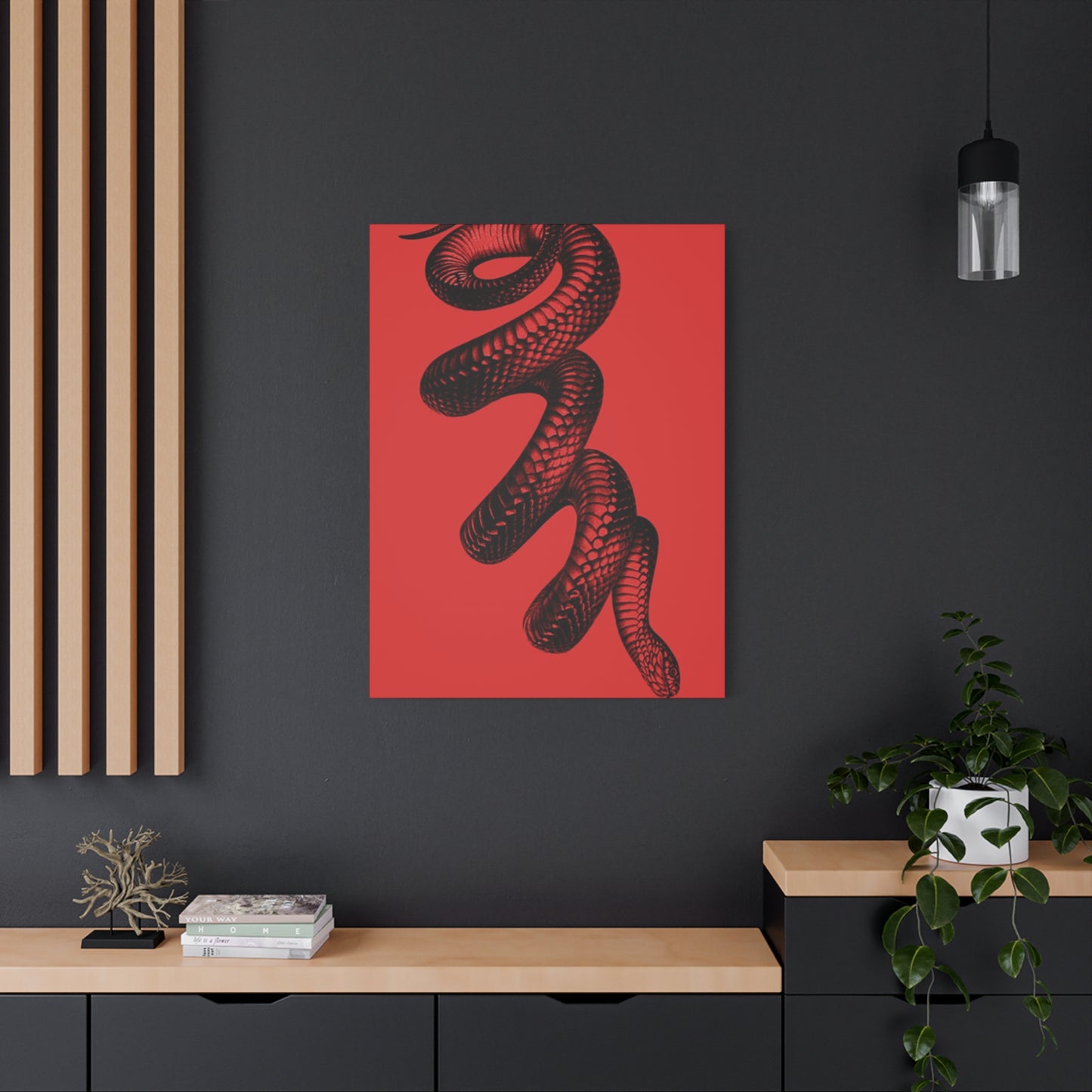 Snake On Red Wall Art & Canvas Prints