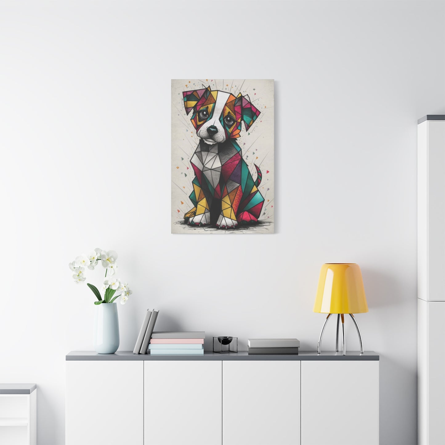 Cute Dog Cubism Wall Art & Canvas Prints