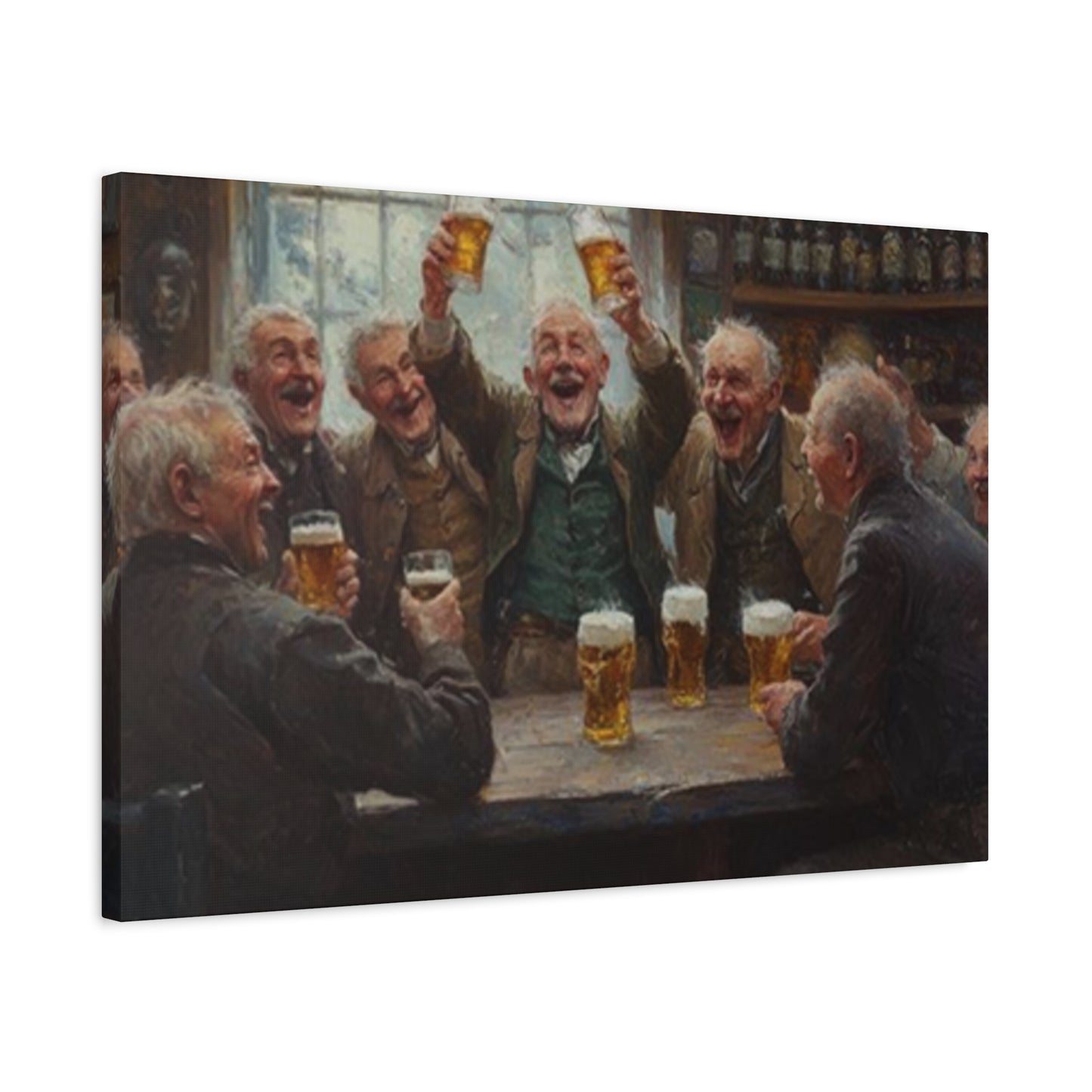 Old People Enjoying Drinks Painting Wall Art & Canvas Prints